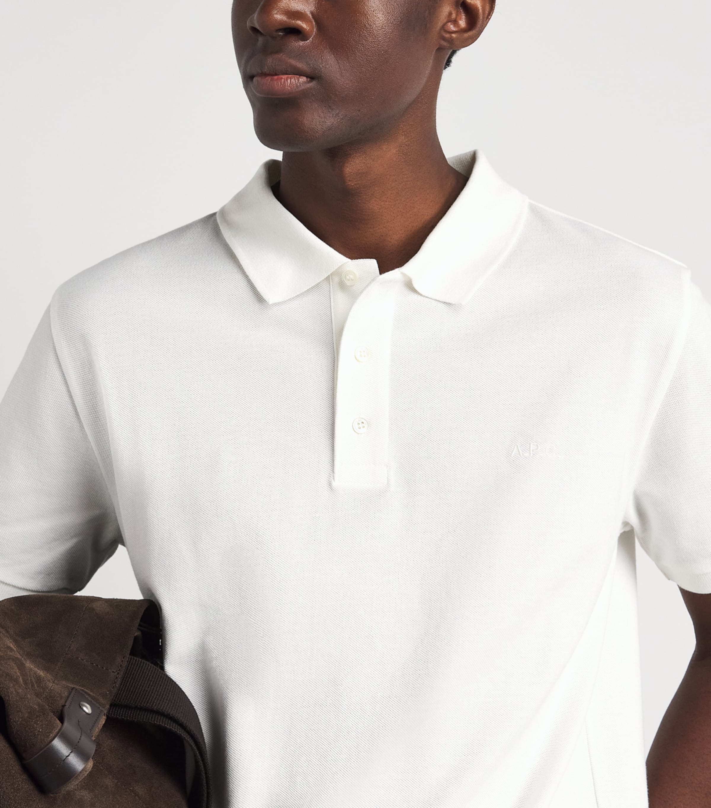 A.P.C. Mens Cotton Logo Polo Shirt Aab White Image 3
