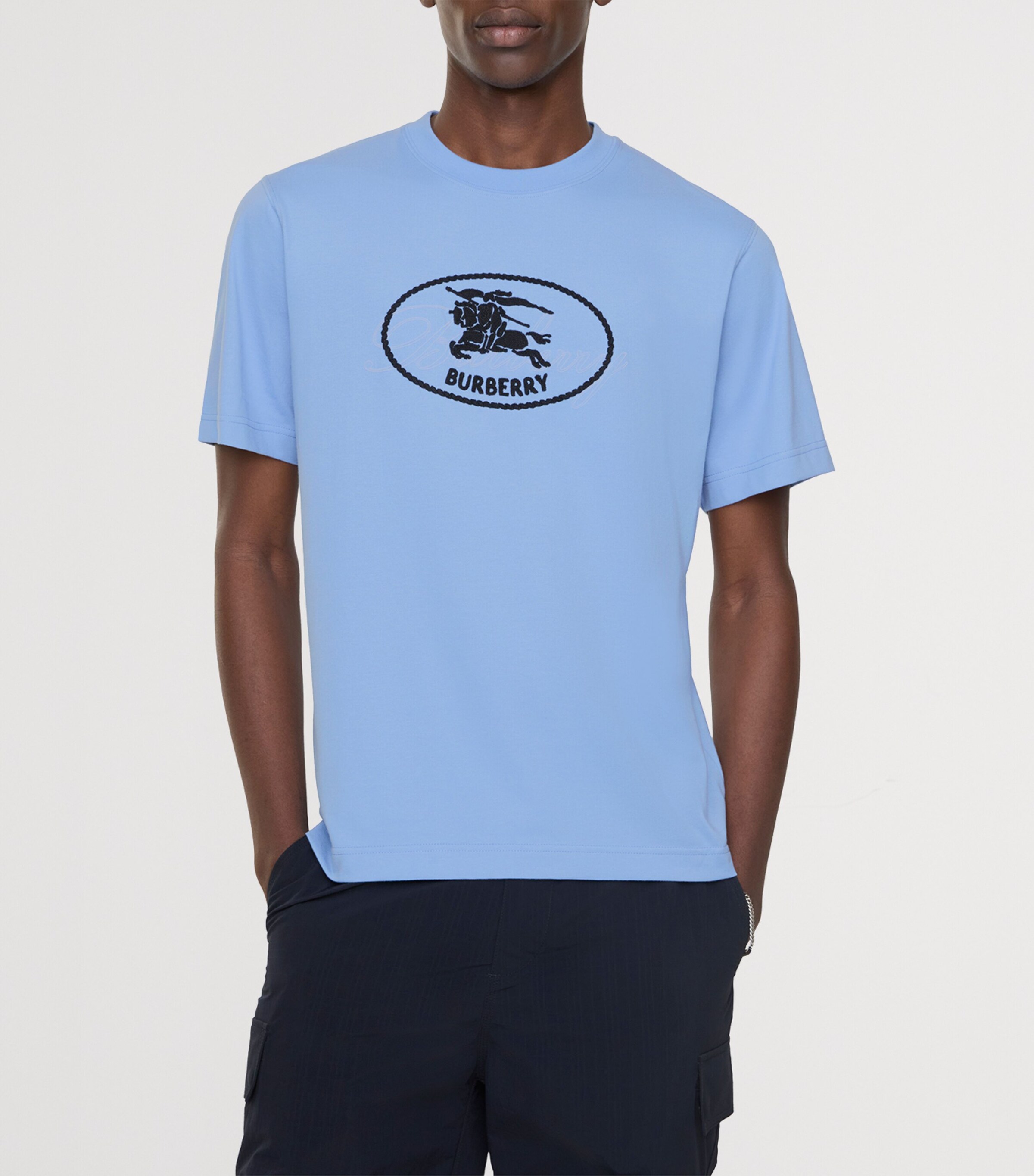 Burberry Mens EKD Stamp T-Shirt Cornflower Blue Image 2