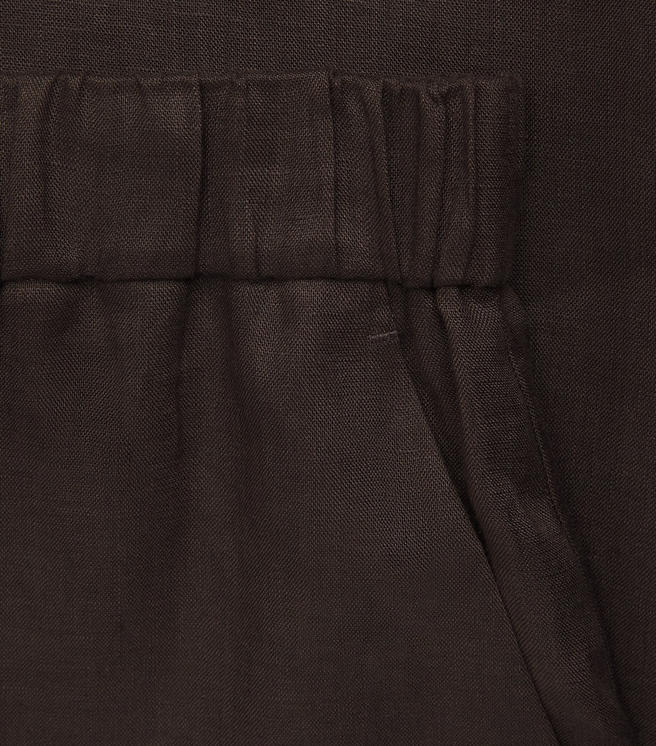 MM Womens Linen Wide-Leg Trousers Dark Bown Image 6