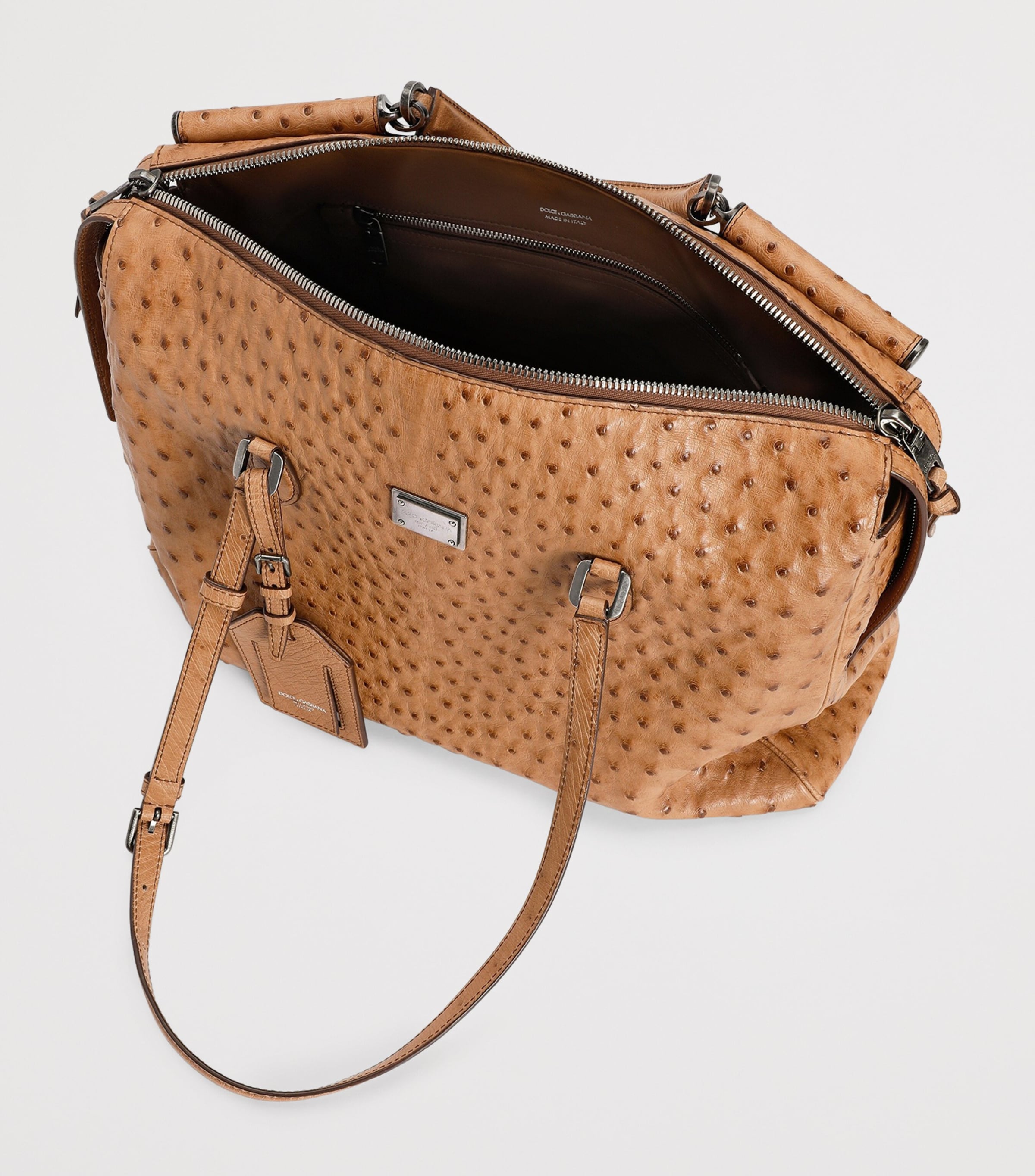 Ostrich Leather Vittoria Shoulder Bag 80040-CAMEL Image 6
