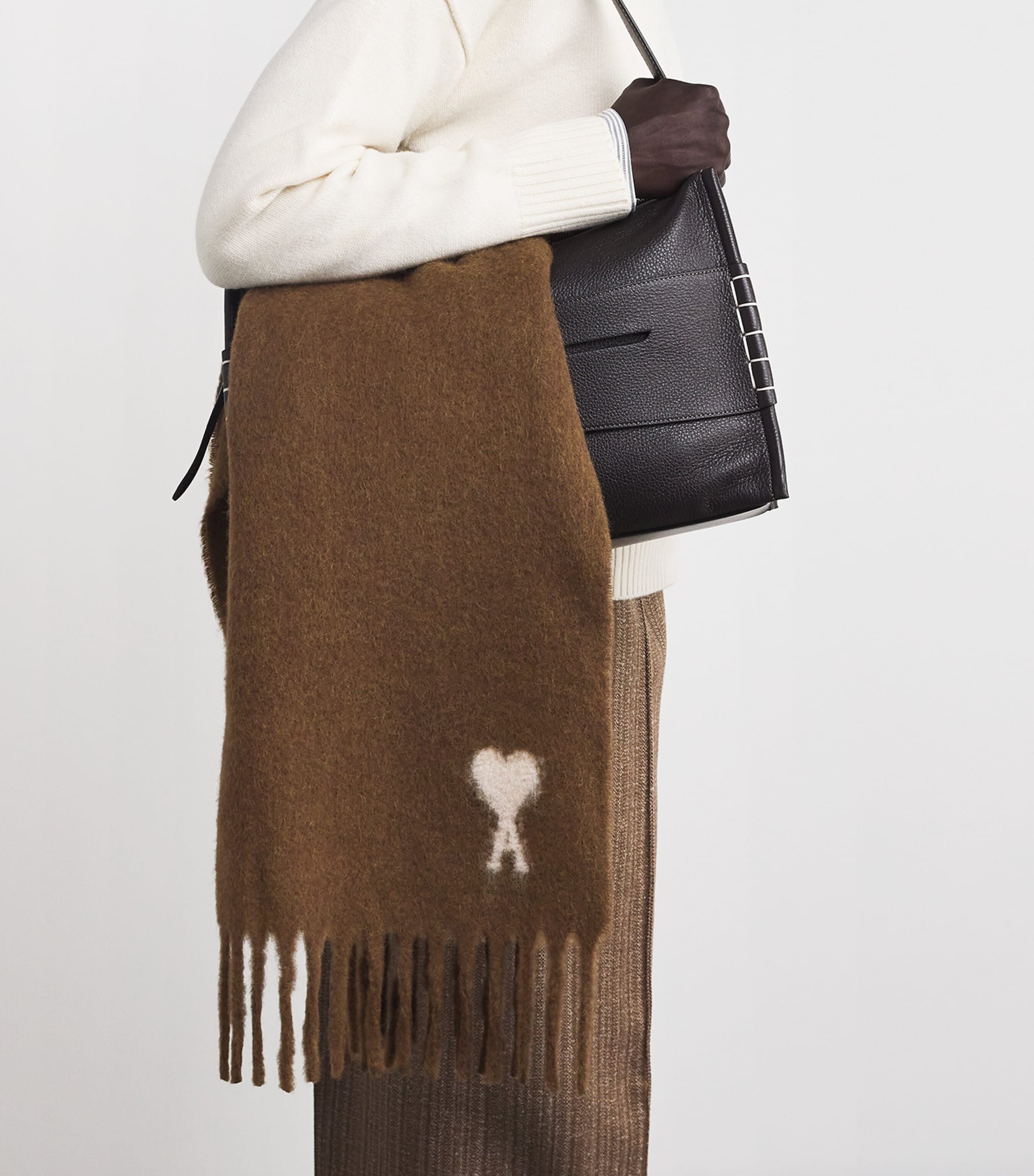 Alpaca-Blend Fringe Scarf 216 - NOISETTE Image 2