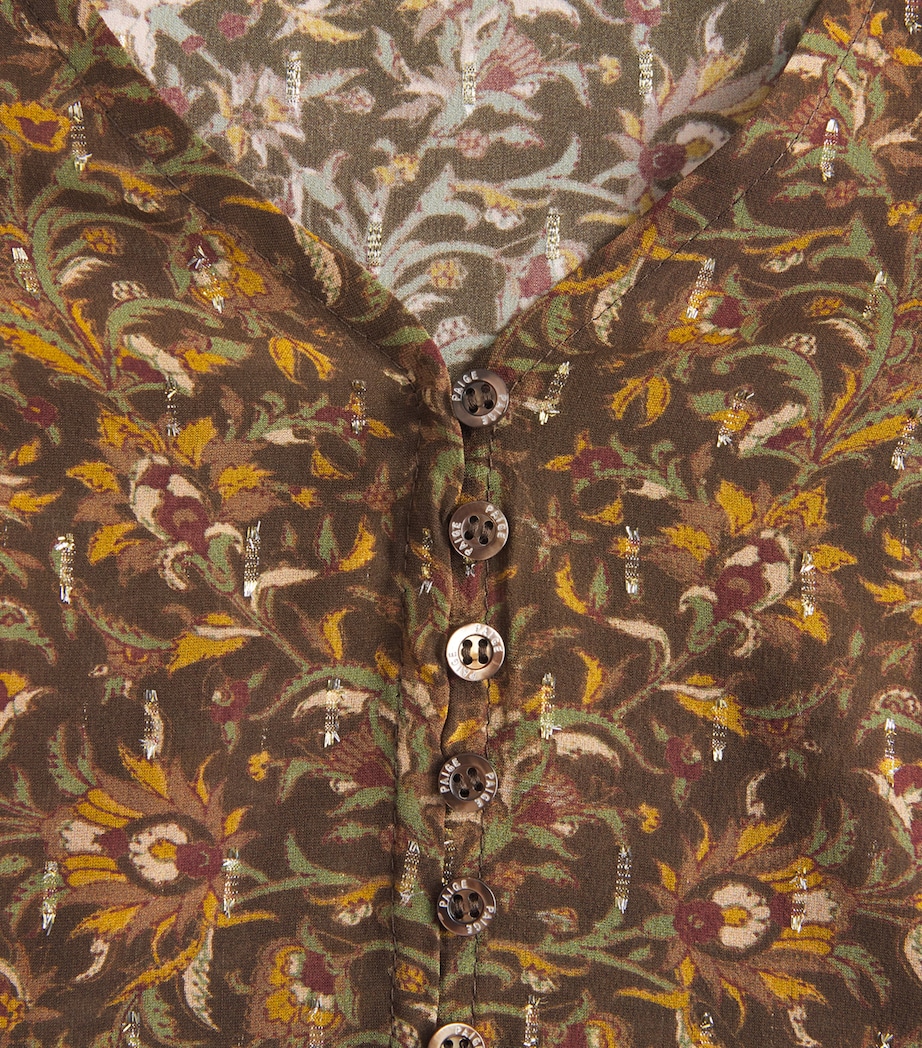 PAIGE Womens Silk-Blend Floral Mila Blouse Hickory Multi Image 6