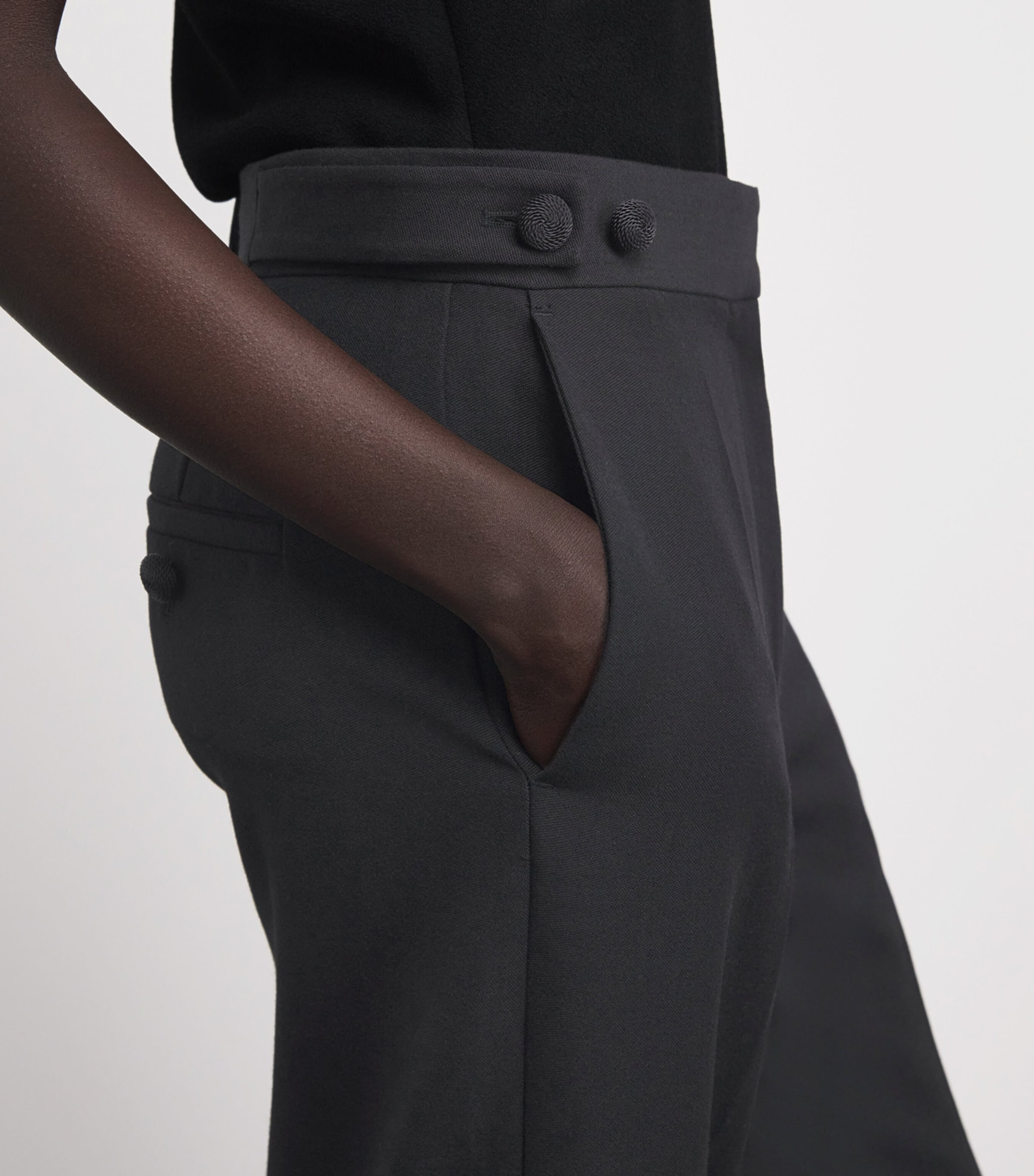 CAMILLA AND MARC Womens Wool Cropped Caius Manstyle Trousers Dblk Black Image 3