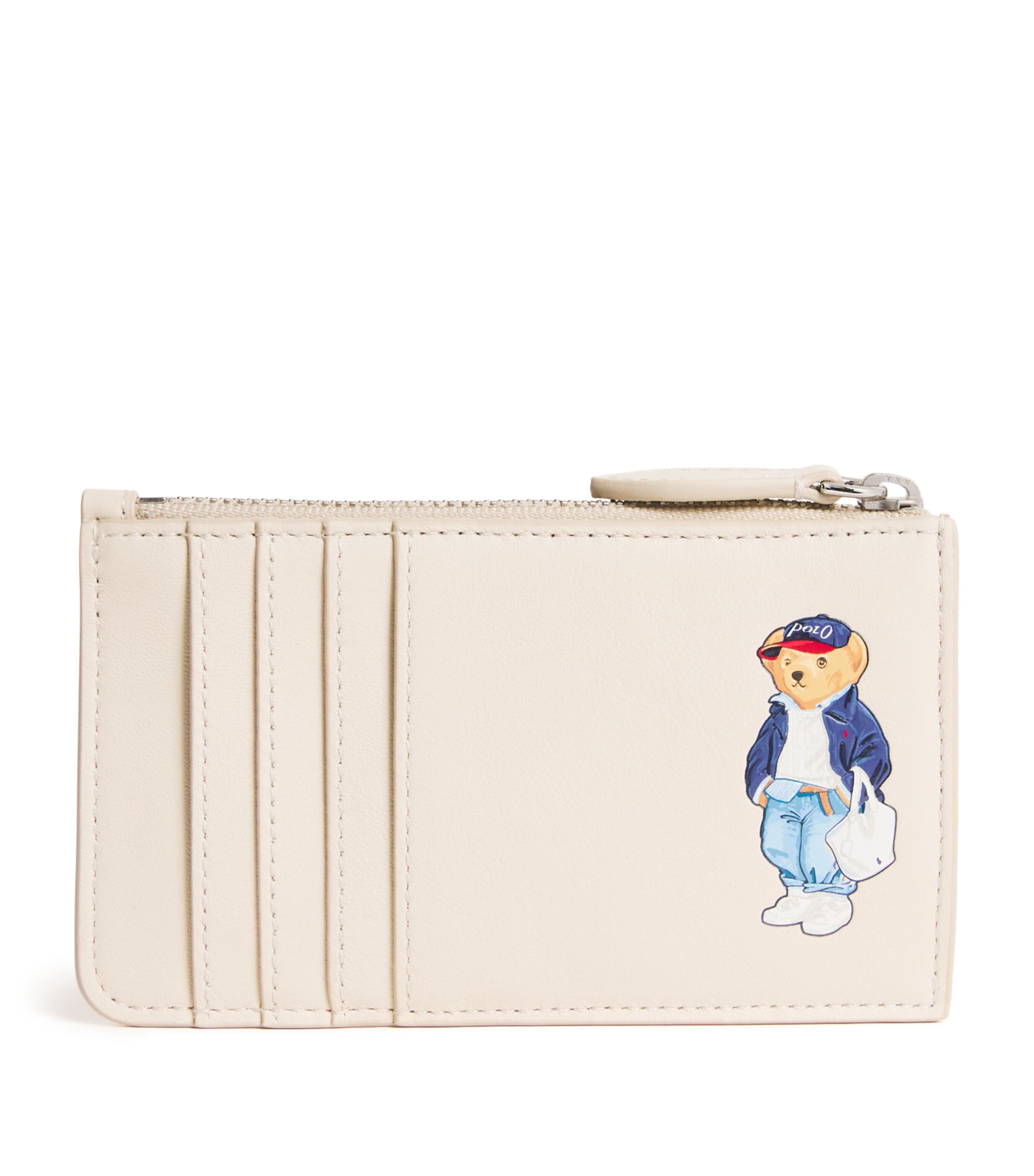 Polo Ralph Lauren Leather Polo Bear Card Holder In White