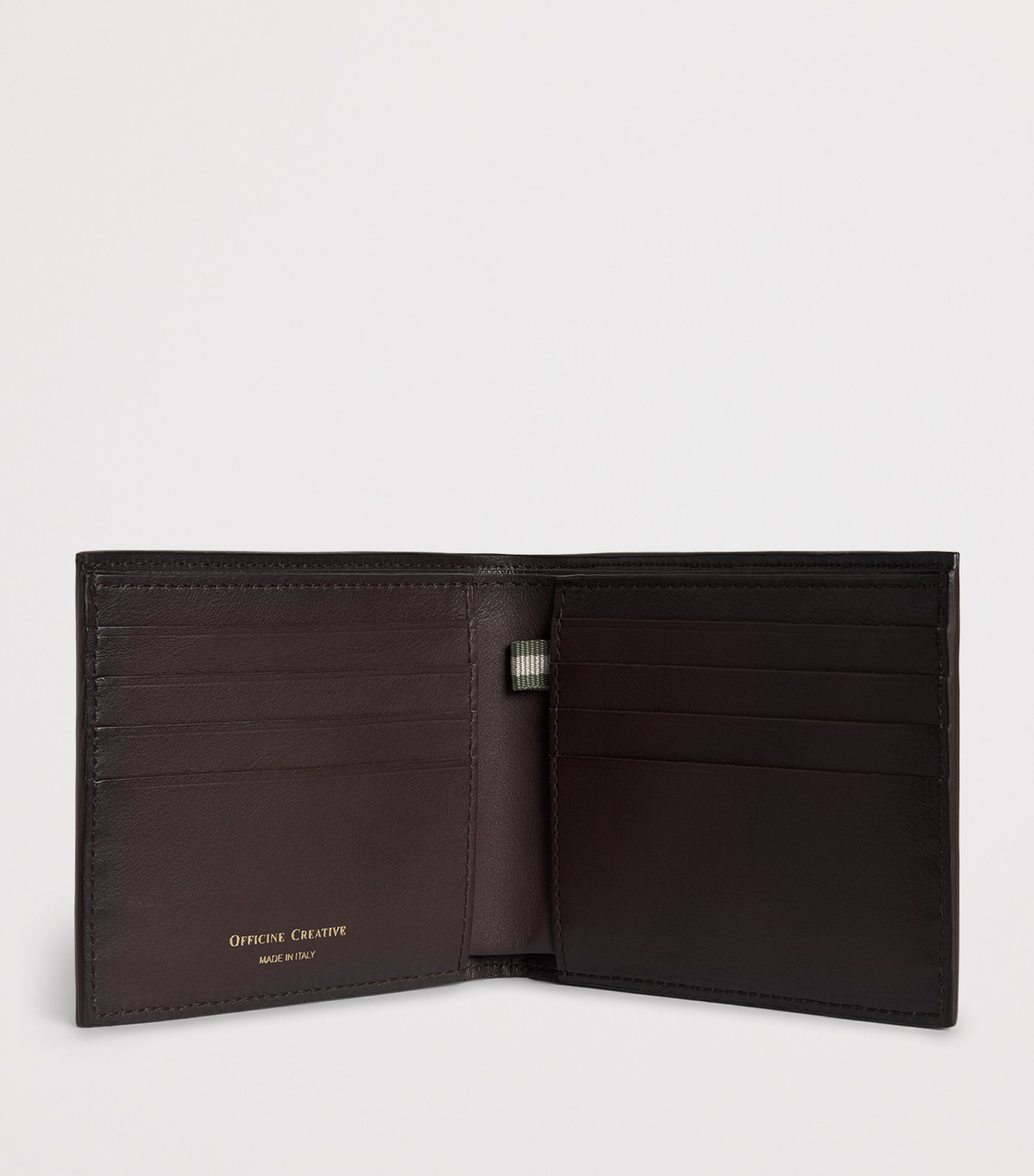 Officine Creative Leather Woven Boudin Bifold Wallet Moro Image 2