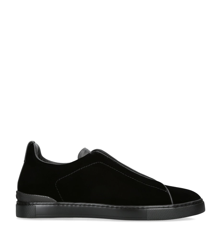 Velvet Triple Stitch Sneakers BLACK Image 1