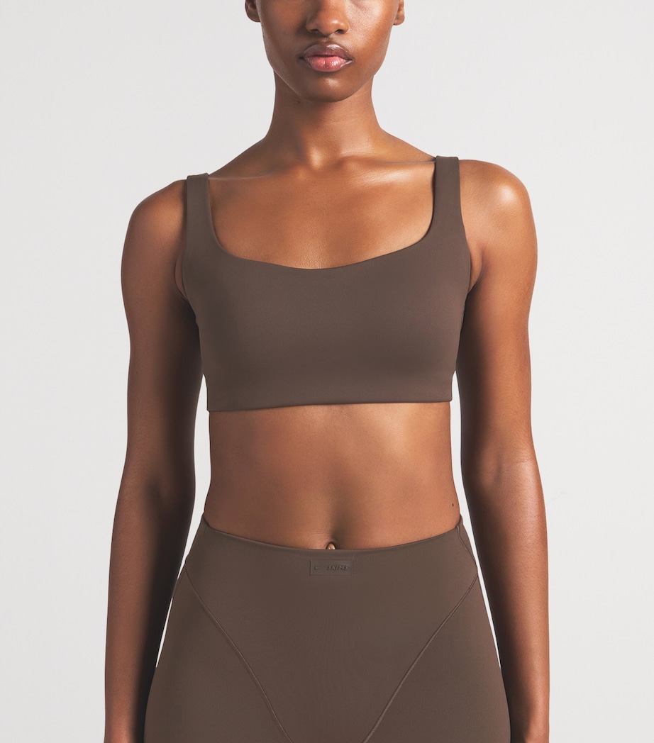 NikeSKIMS Womens NikeSKIMS Matte Sports Bra Dark Sepia Image 3