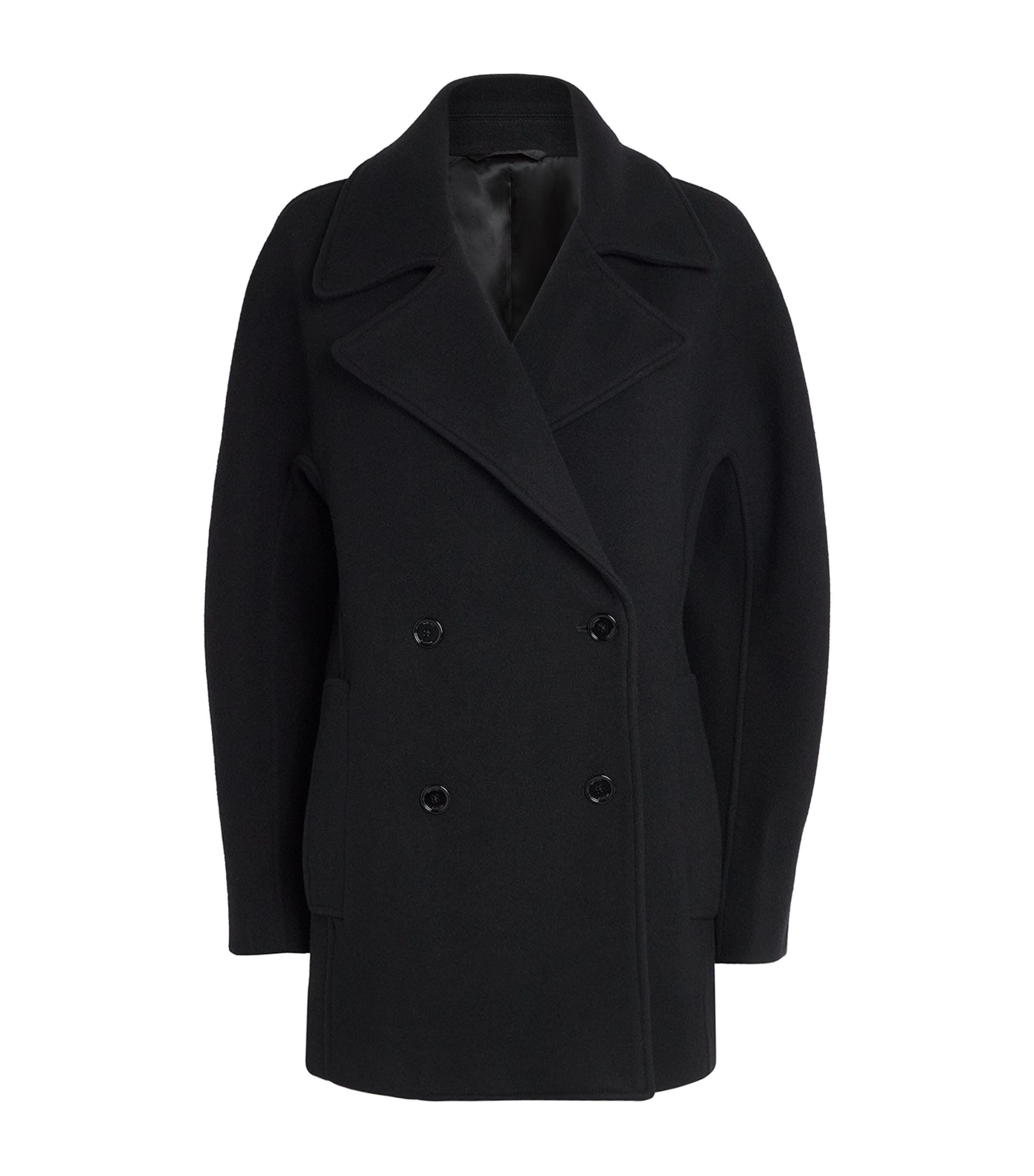 Toteme Womens Recycled Wool-Blend Peacoat Black Image 1