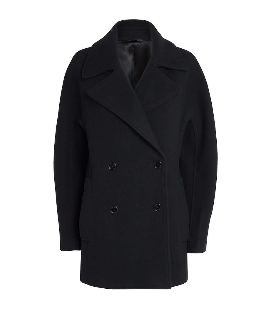Toteme Womens Recycled Wool-Blend Peacoat Black Image 1