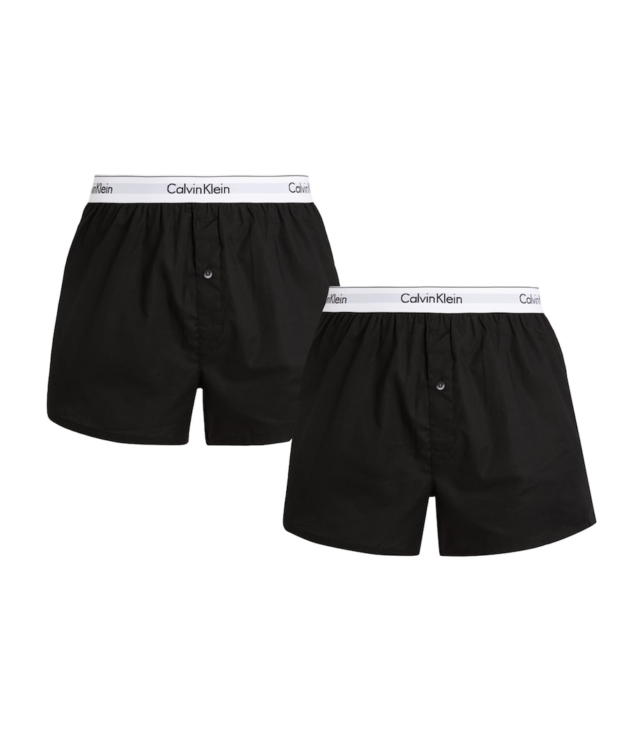 Modern Cotton Boxer Shorts (Pack of 2) BLACK/BLACK Image 1