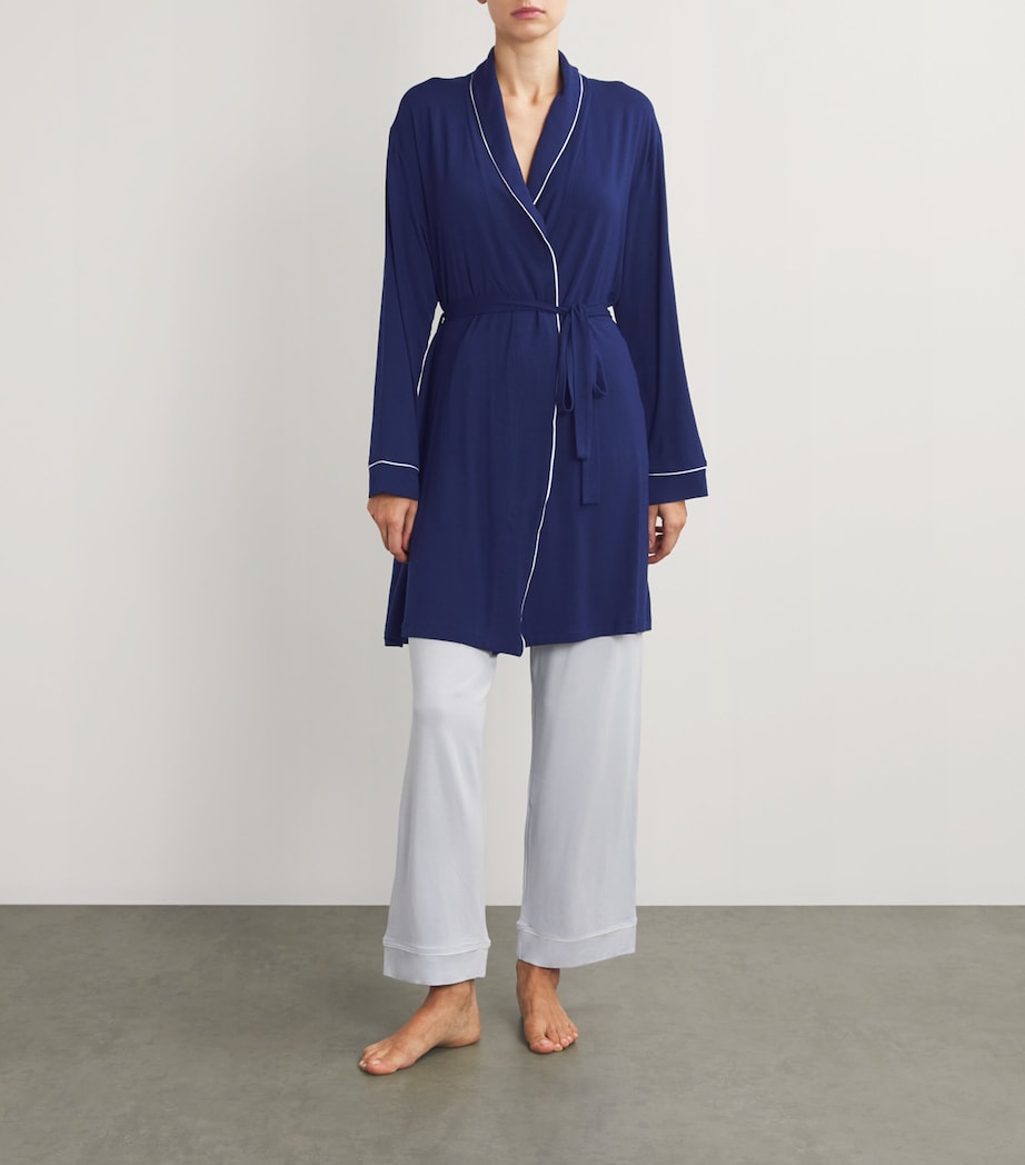 Modal-Blend Gisele Short Robe NAVY/IVORY Image 2