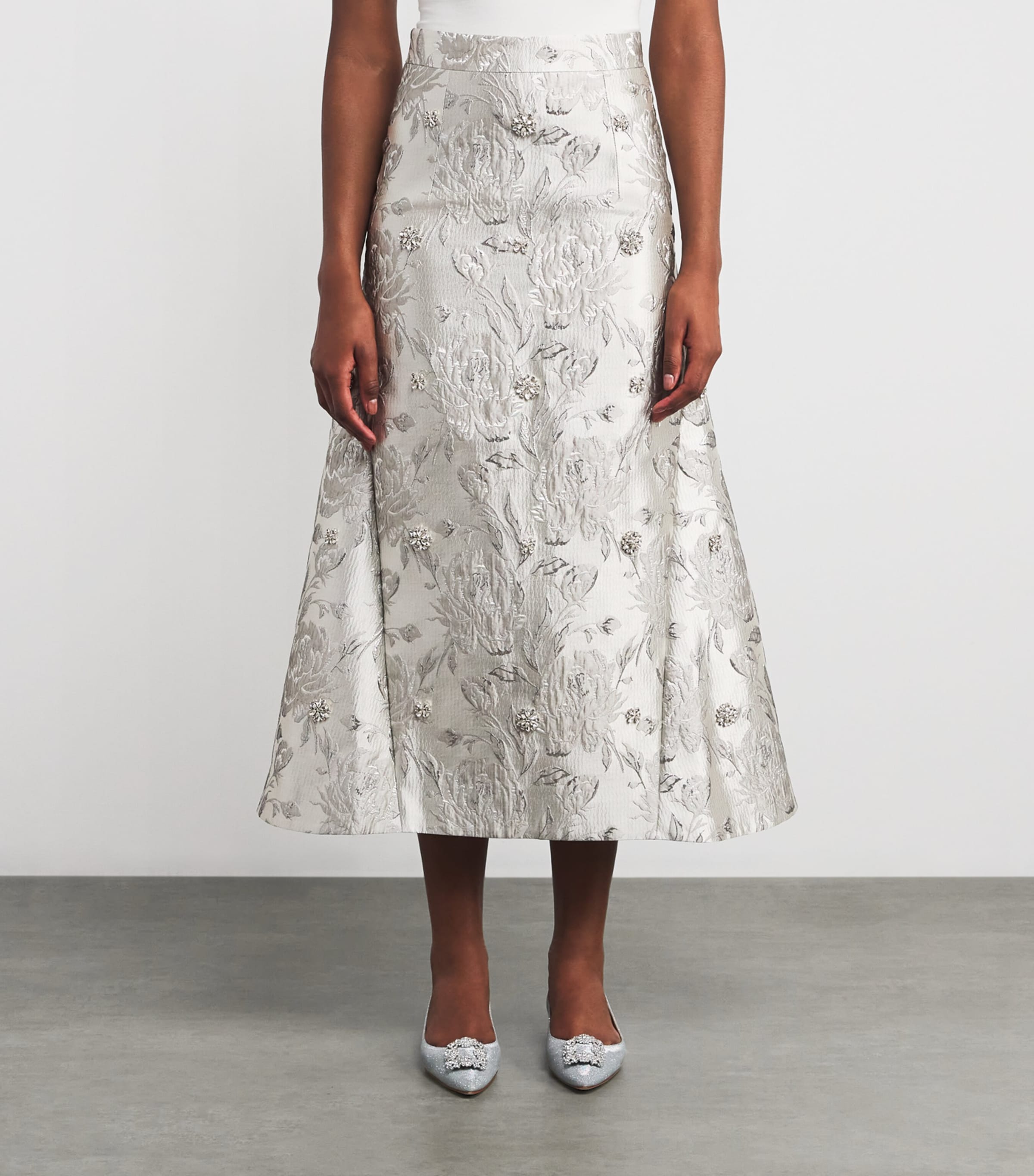 Jacquard Vicky Midi Skirt SILVER Image 3