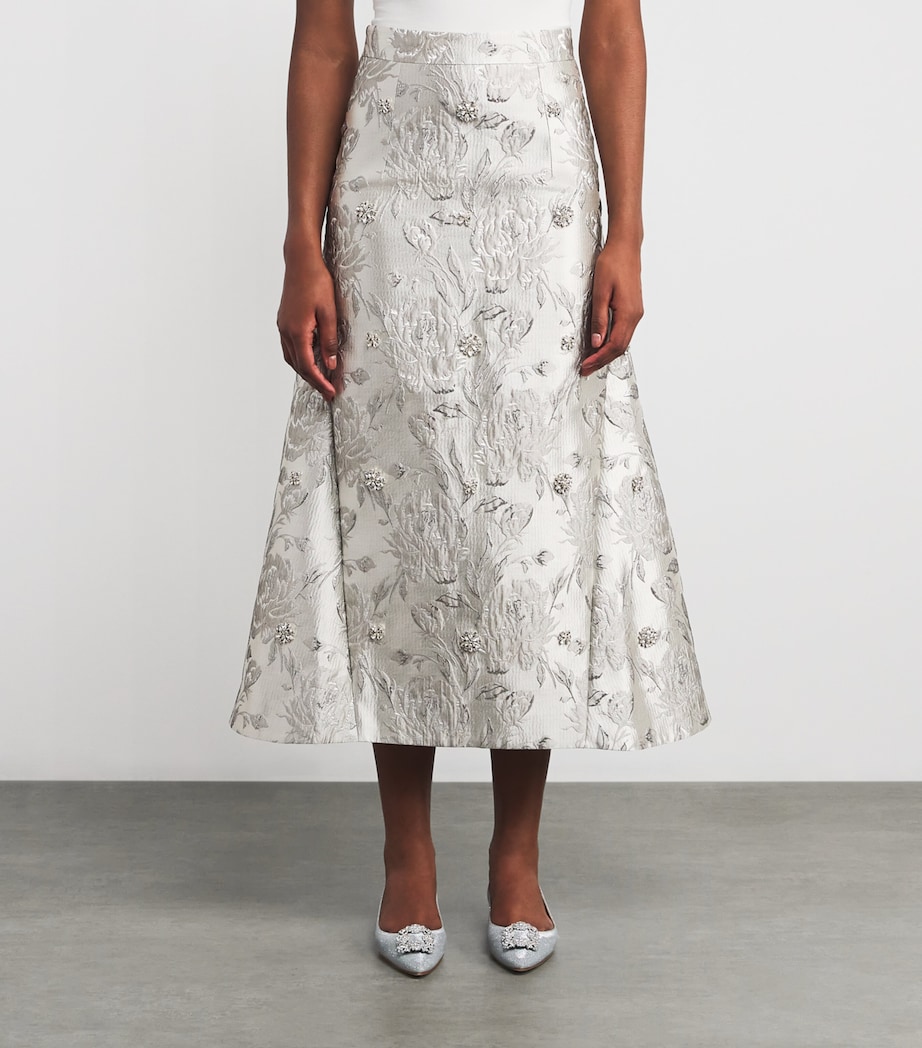 Jacquard Vicky Midi Skirt SILVER Image 3