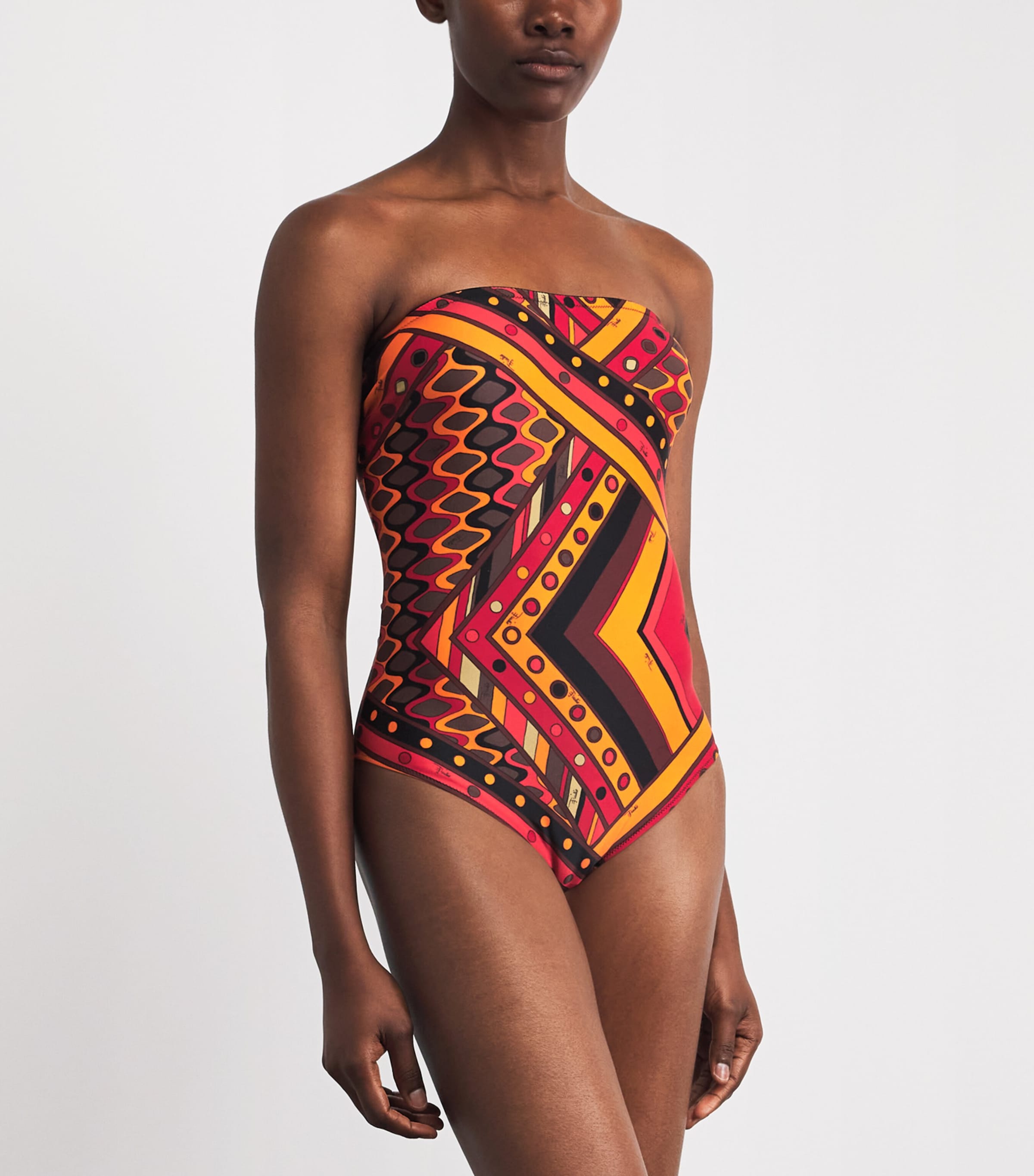 PUCCI Womens Vivara Strapless Swimsuit Orange Image 2