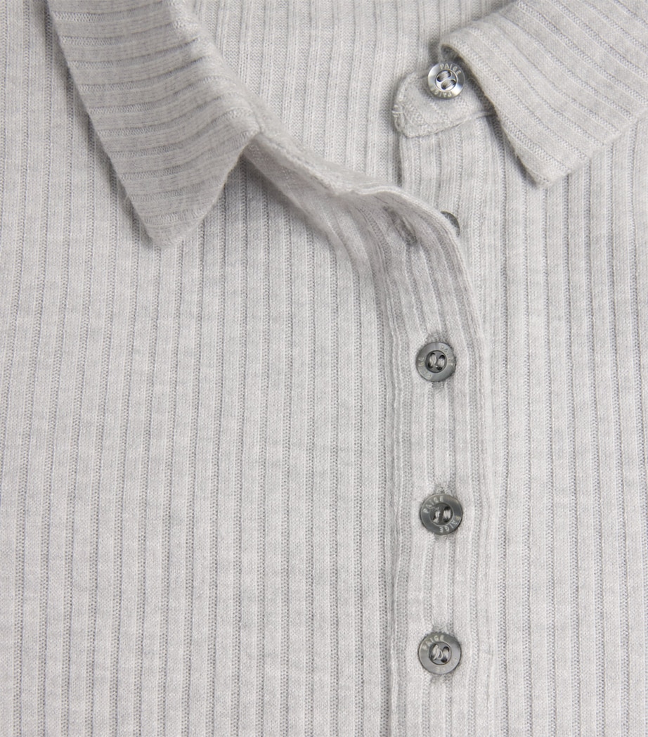 Ribbed Eden Polo Top HEATHER GREY Image 5