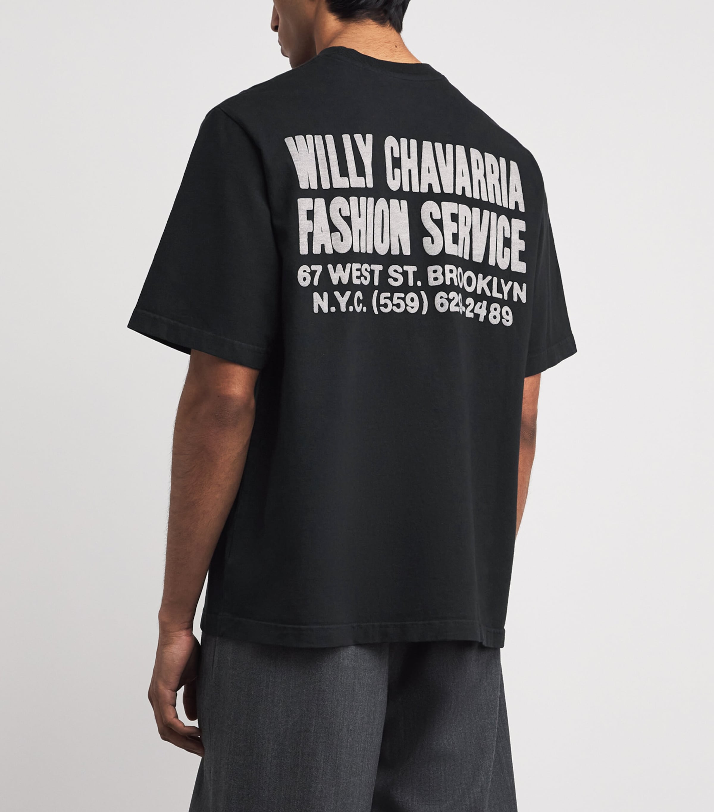 Willy Chavarria Mens Cotton Fashion Services T-Shirt Black Image 5