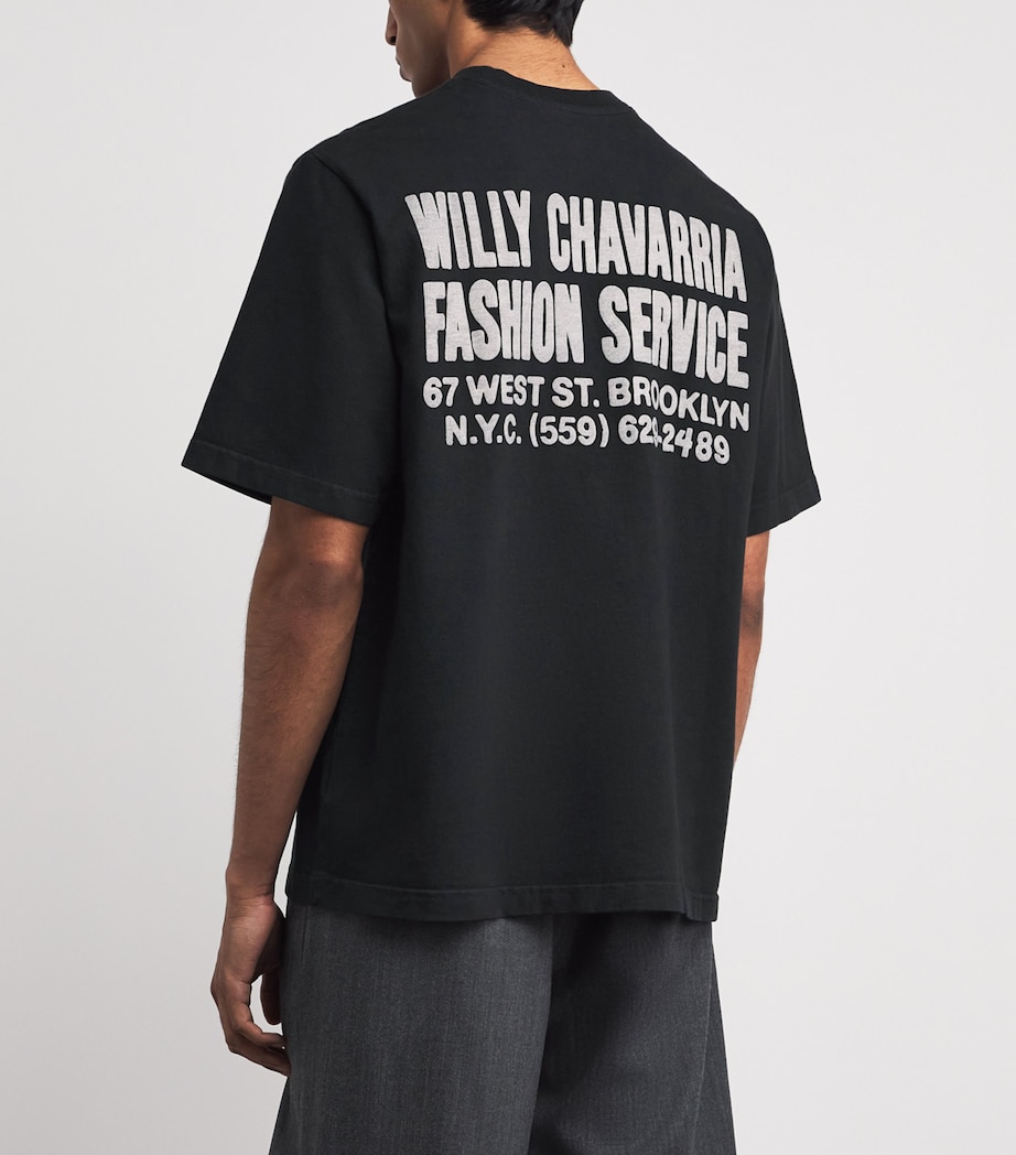 Willy Chavarria Mens Cotton Fashion Services T-Shirt Black Image 5
