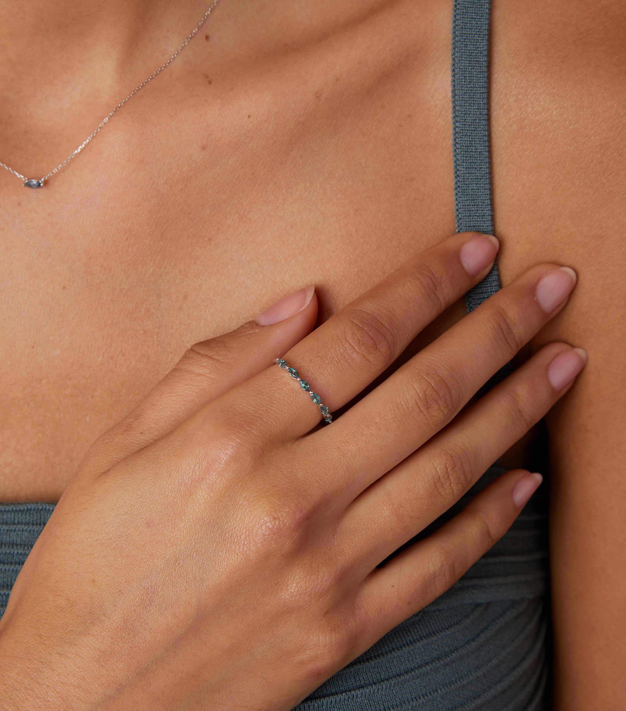 White Gold and Alexandrite Marquise Ring WHITE GOLD Image 2