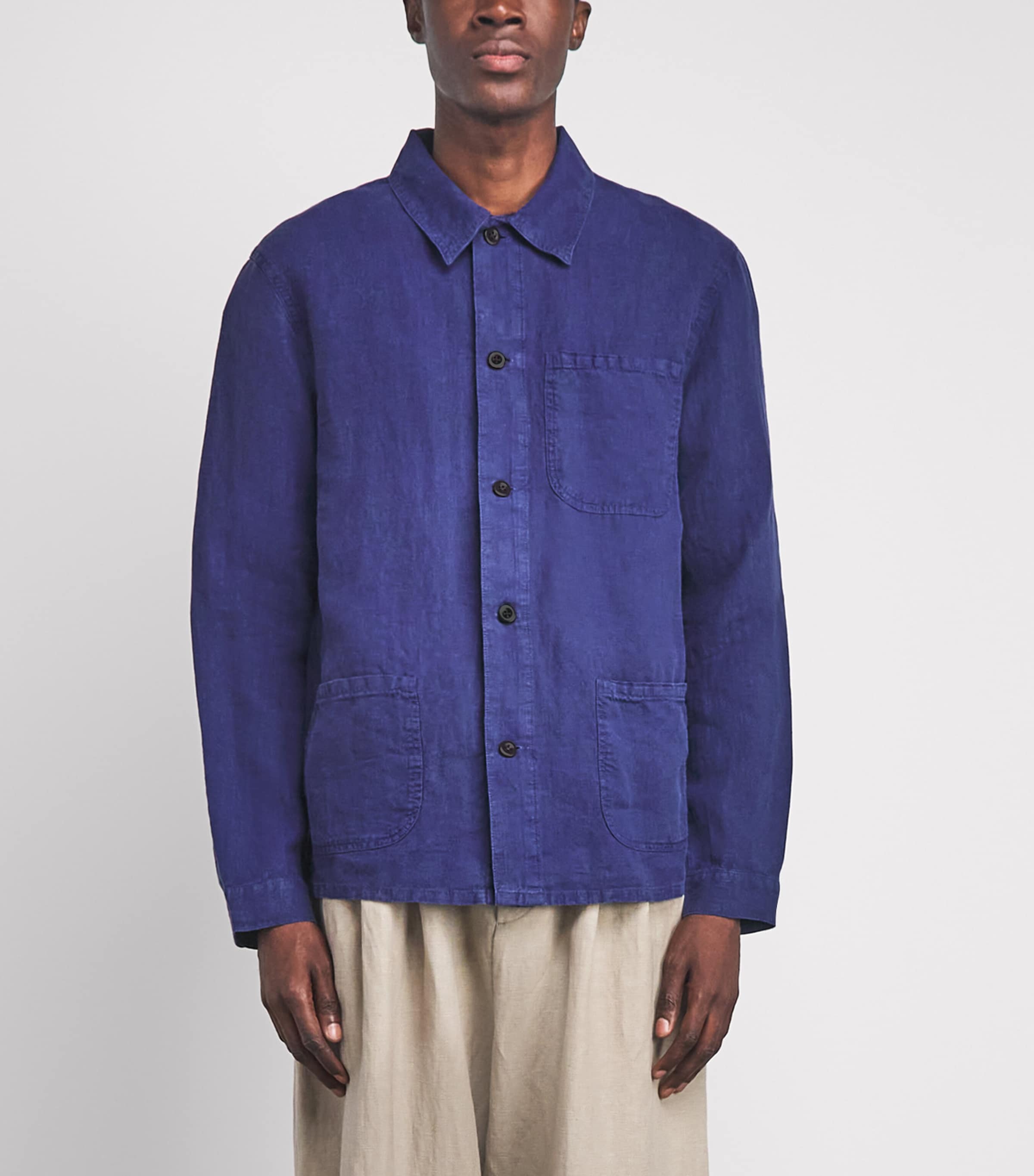 Polo Ralph Lauren Mens Linen Chore Overshirt Newport Navy Image 4
