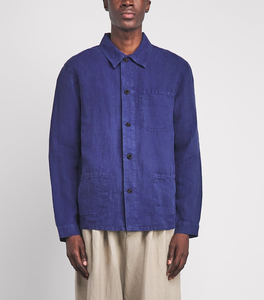 Polo Ralph Lauren Mens Linen Chore Overshirt Newport Navy Image 4