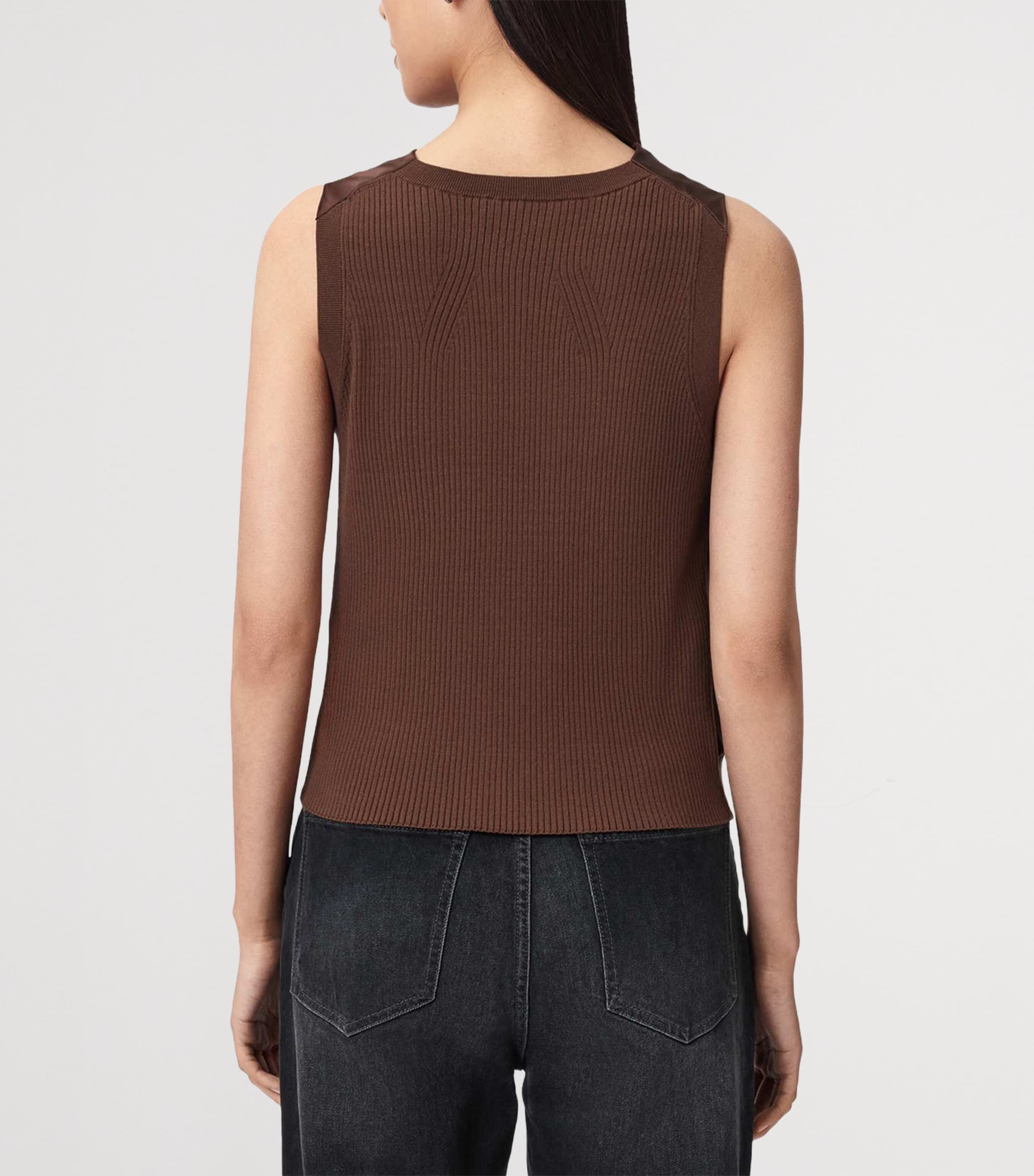 AllSaints Brown Satin Cowl-Neck Zoey Tank Top | Harrods UK