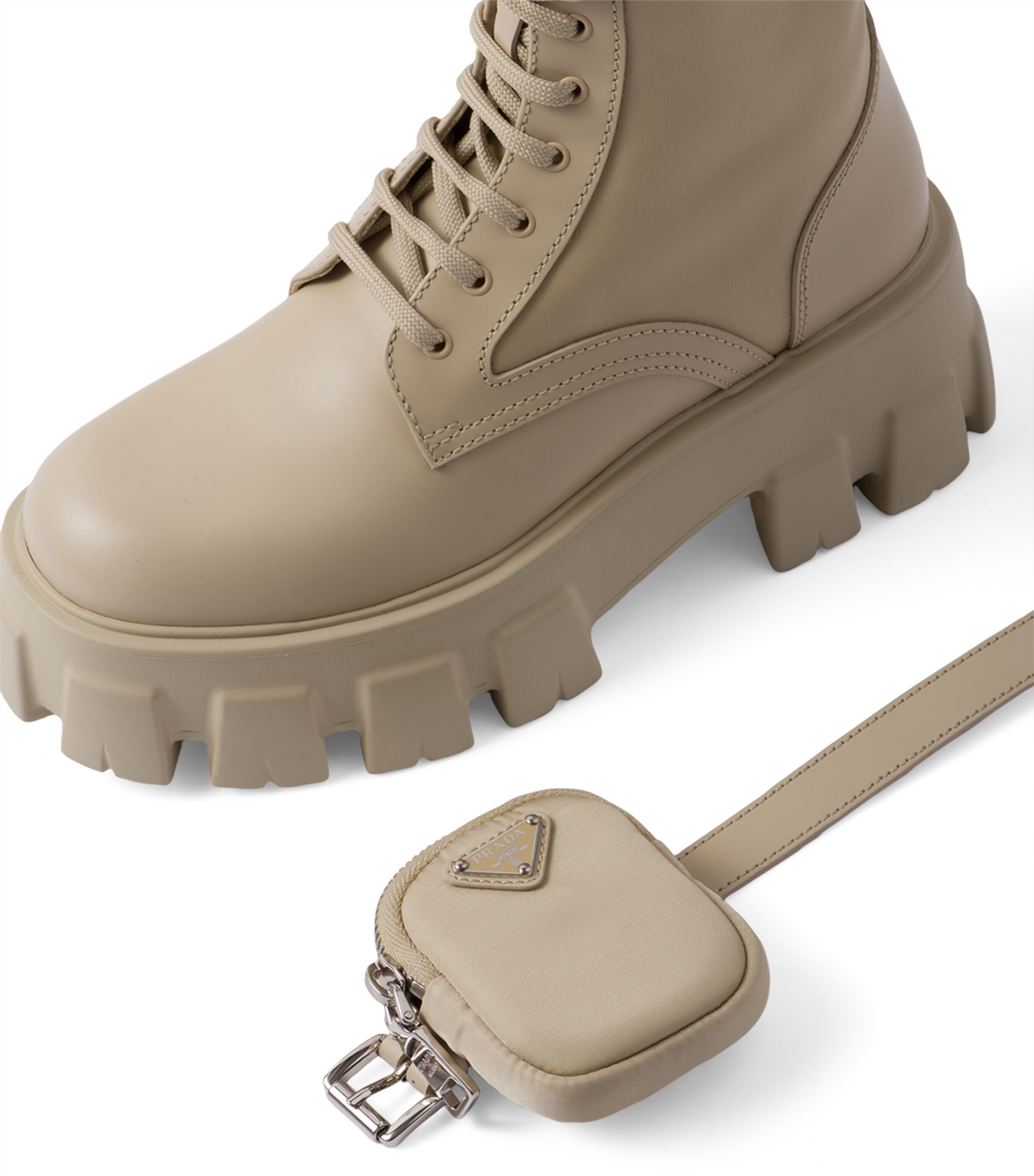 Prada Monolith Lace-Up Boots with Pouch | Harrods DE