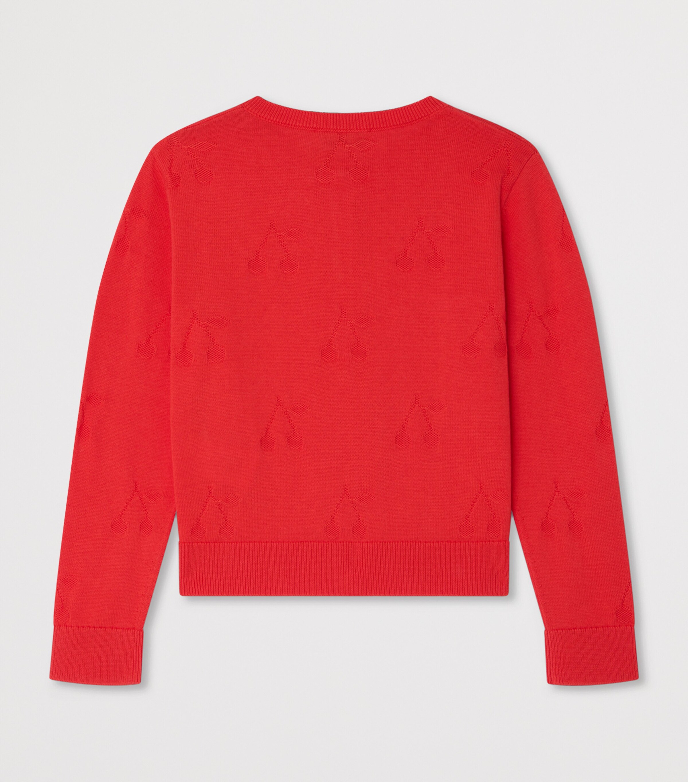 Bonpoint Cotton Embroidered Cherry Cardigan (10-14 Years) Coquelicot Image 2