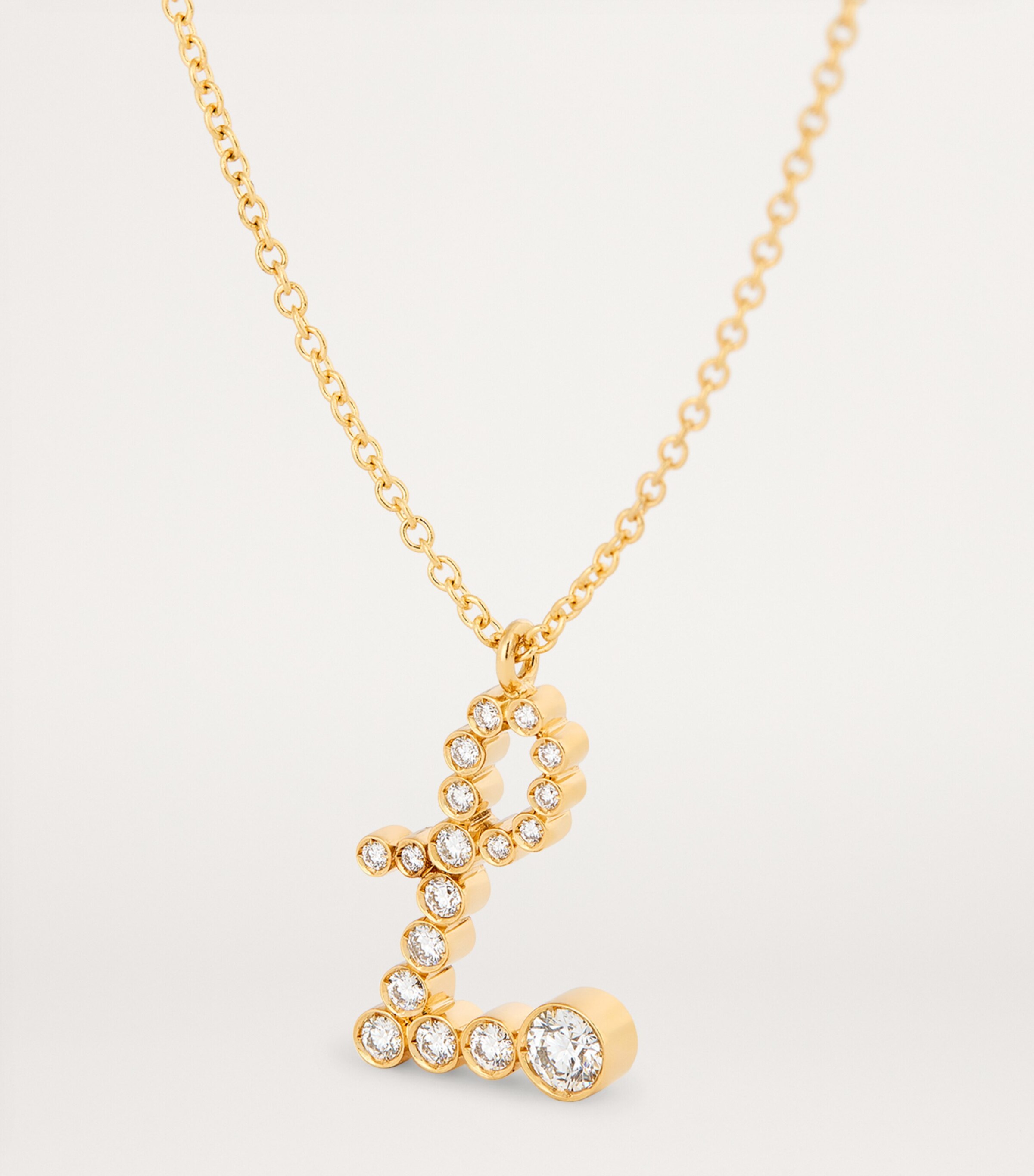 Sophie Bille Brahe Yellow Gold and Diamond Soprano 'L' Necklace