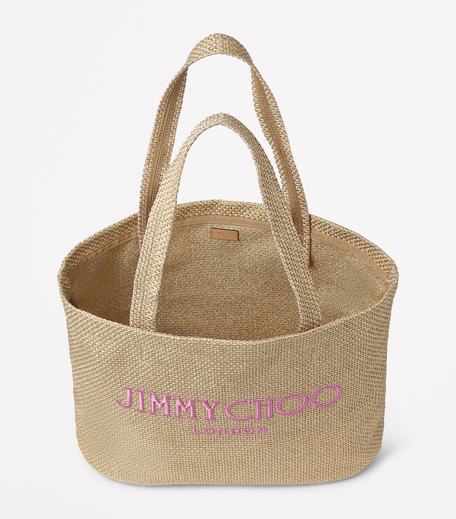 Raffia Beach Tote Bag GOLD/FUCHSIA/LIGHT G Image 5