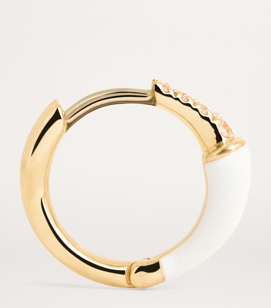 Yellow Gold, Diamond and Enamel Lola Huggie Earrings YELLOW GOLD Image 4