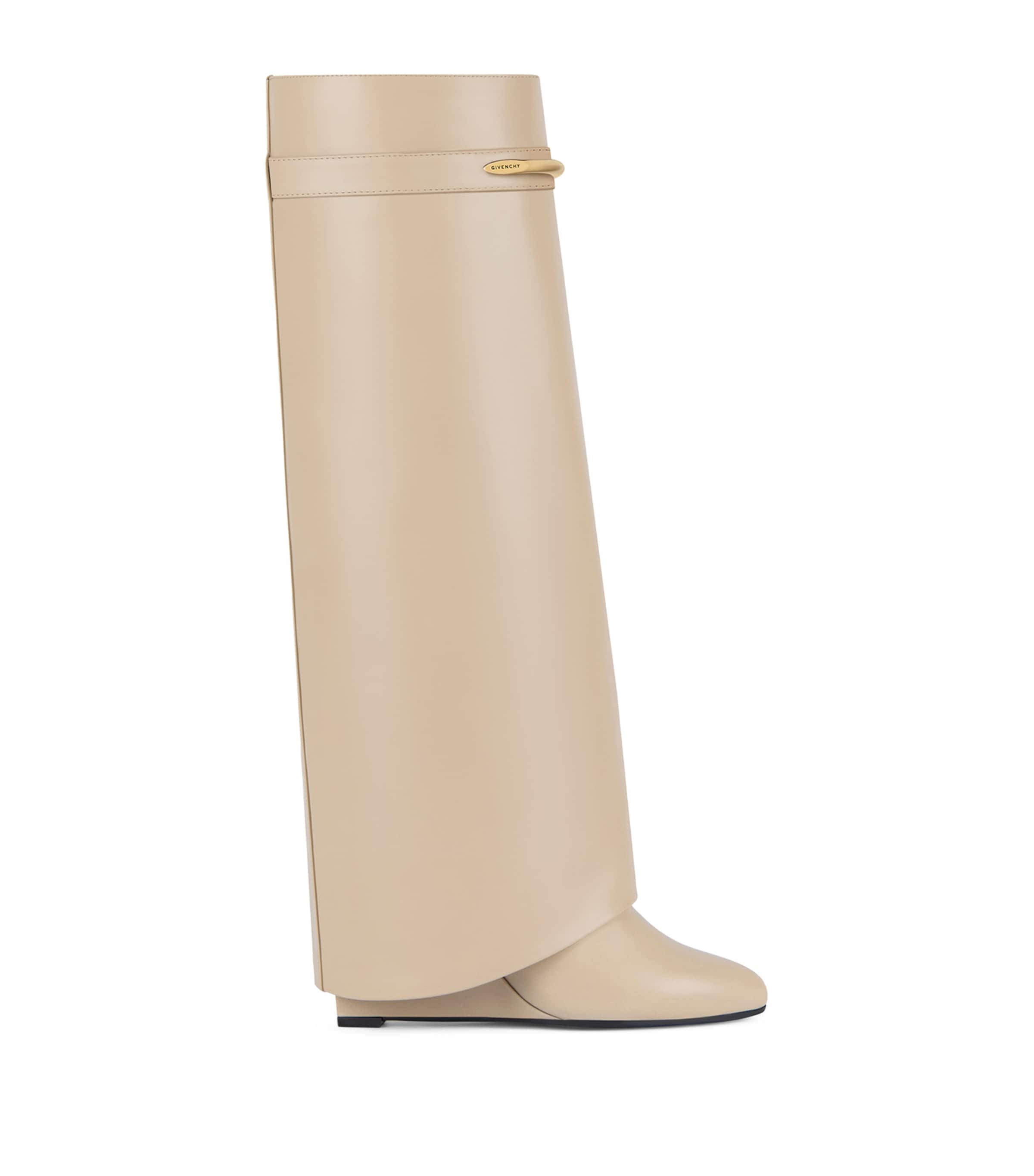 Leather Shark Knee-High Boots 95 BEIGE Image 1