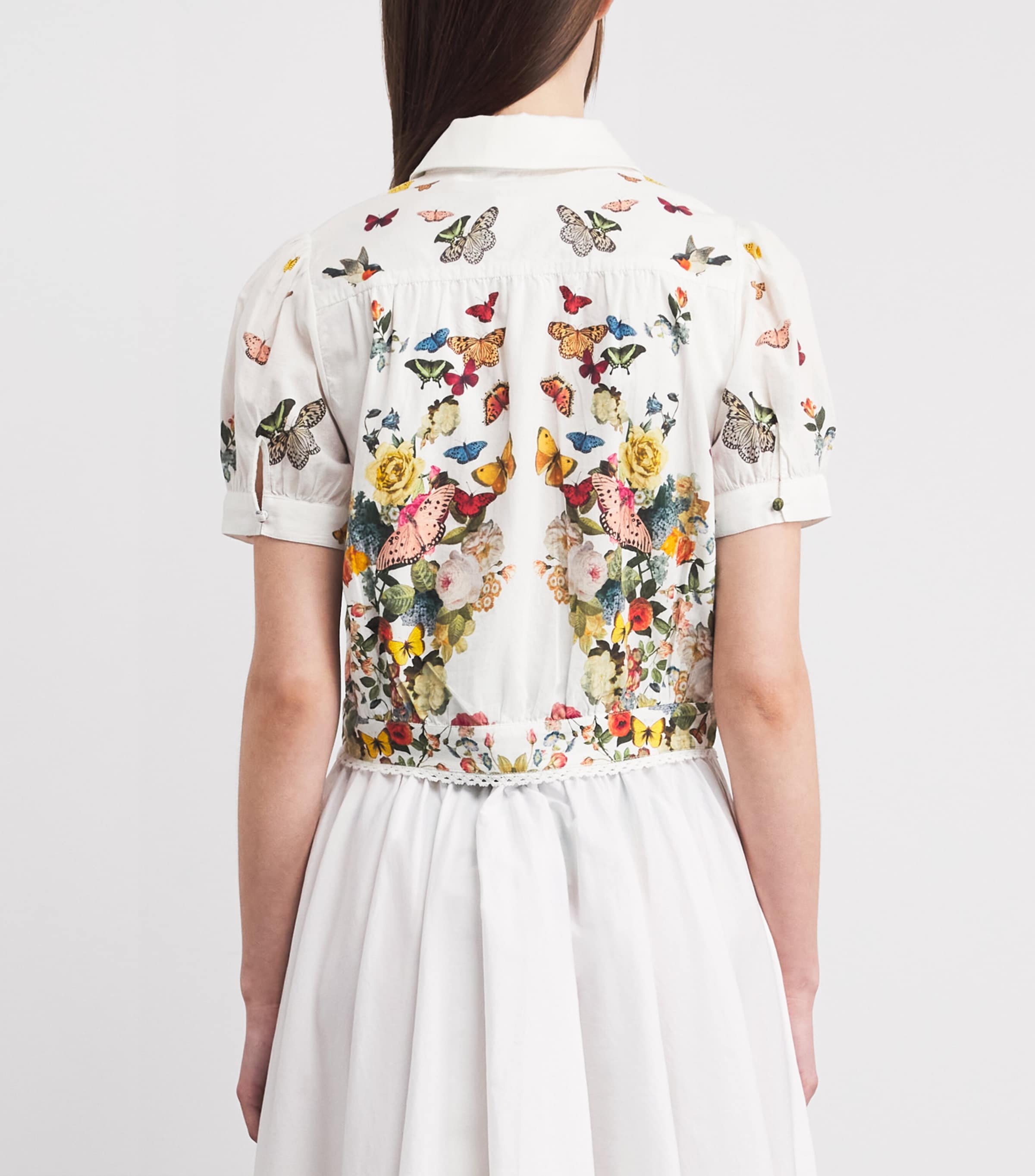 Alice+Olivia Womens Cotton Floral Rosie Shirt Sol Str O/white Image 5