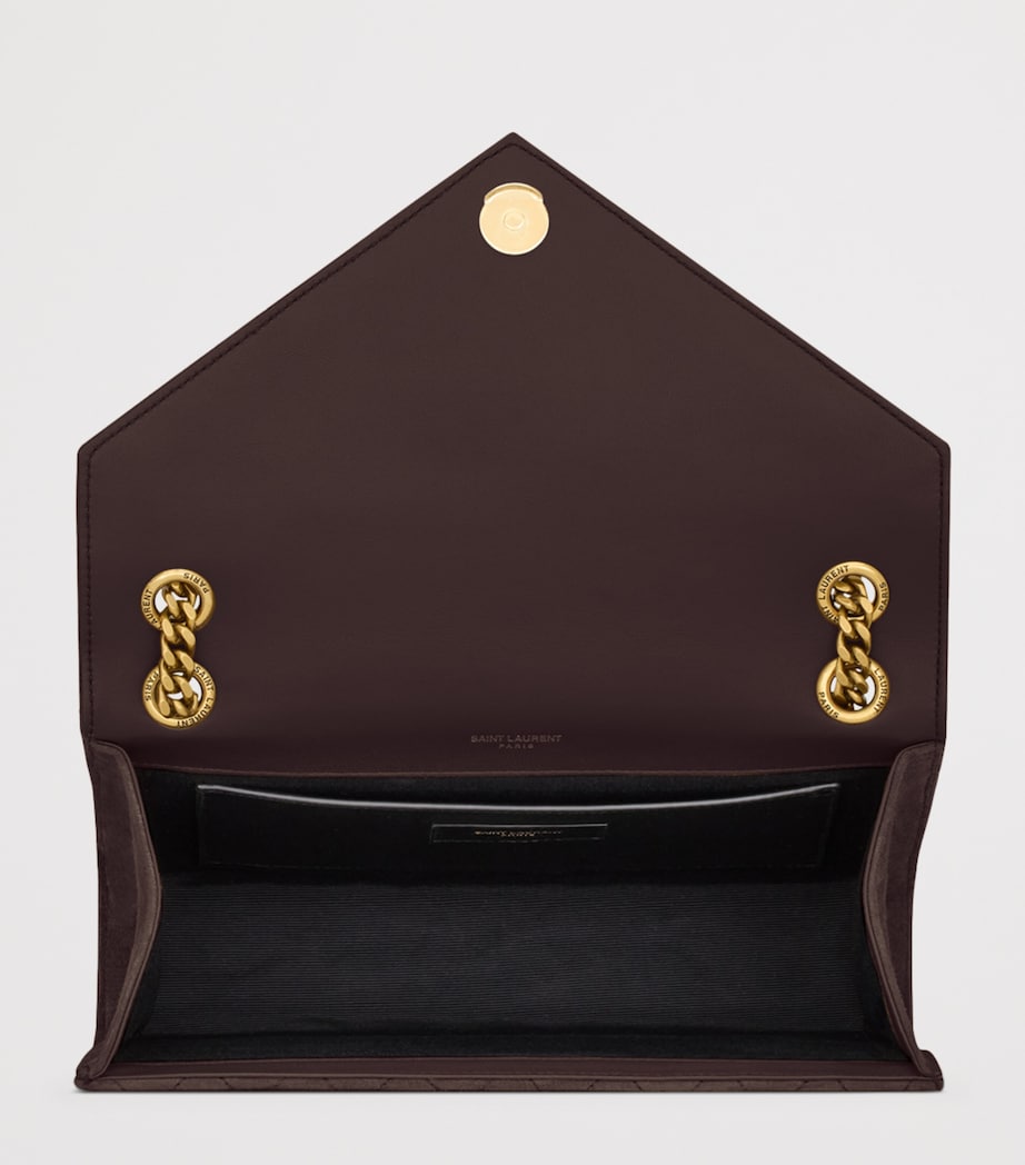 Saint Laurent Medium Suede Envelope Matelassé Shoulder Bag Image 4