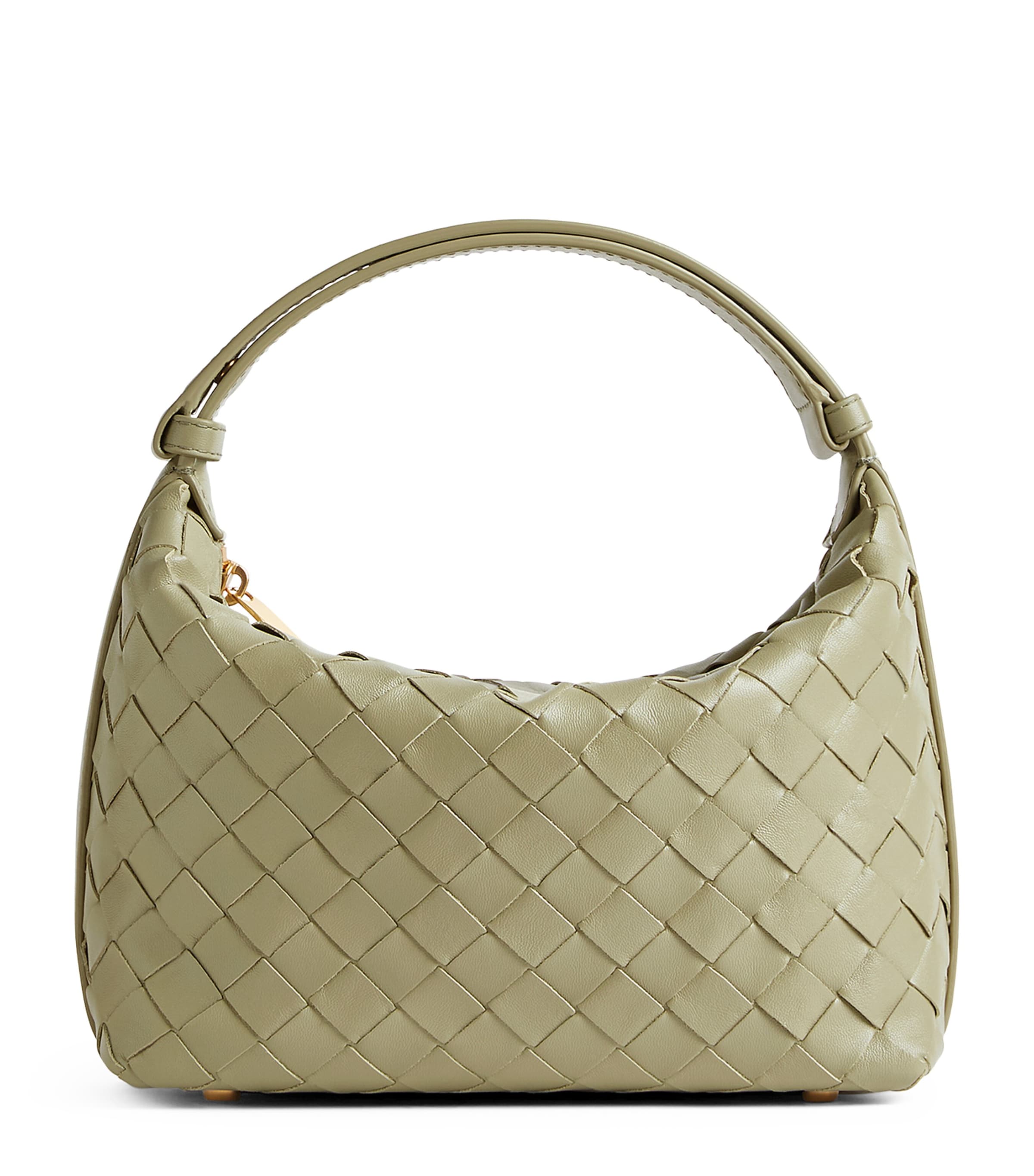 Bottega Veneta Mini Leather Wallace Top-handle Bag In Grey