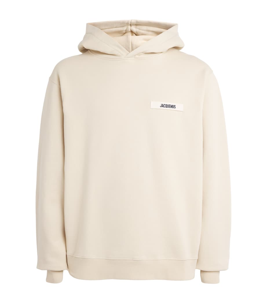 Jacquemus Mens Grosgrain Logo Hoodie Beige Image 1