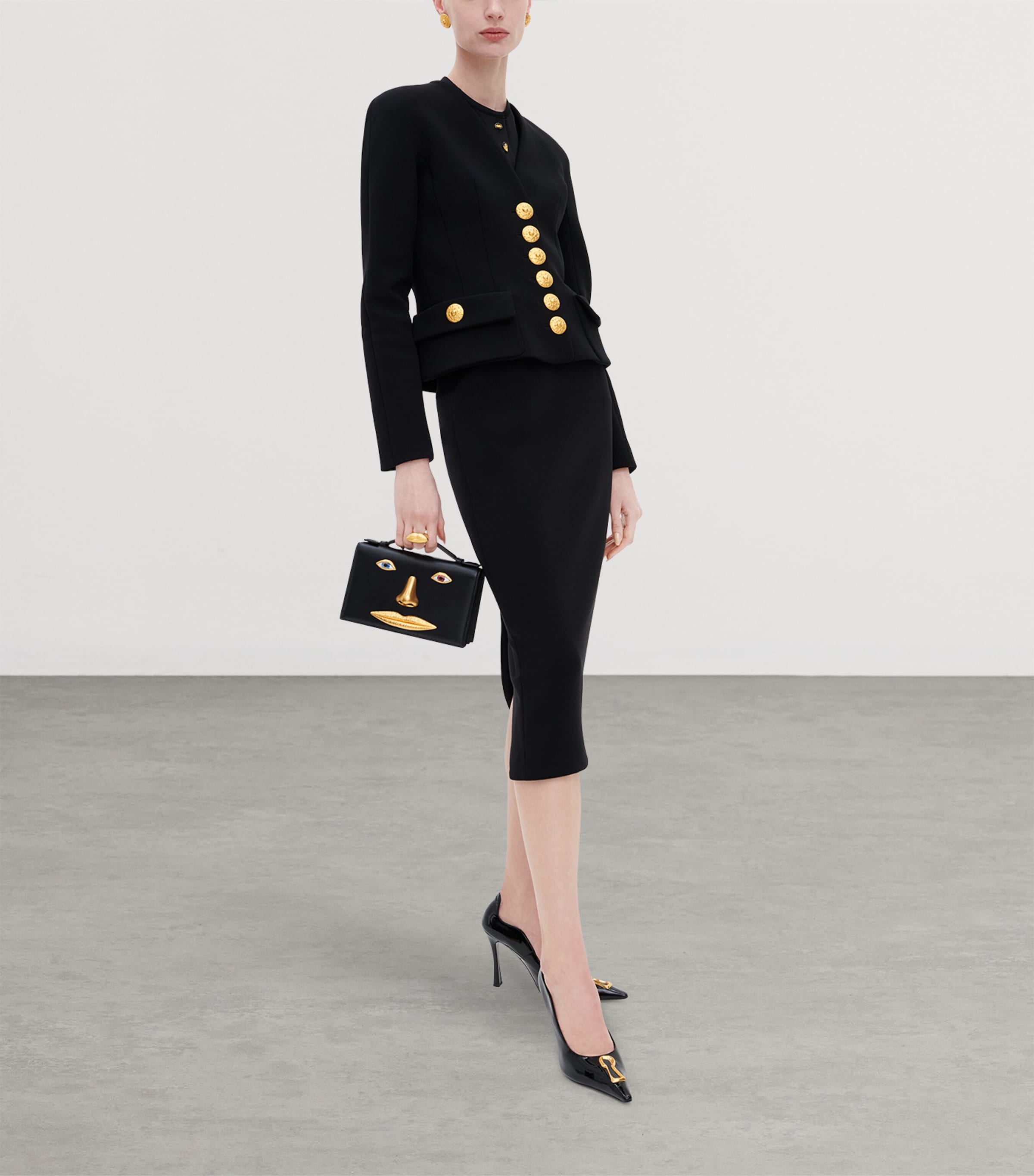 Schiaparelli Womens Virgin Wool-Blend Bijoux Jacket Black Image 2