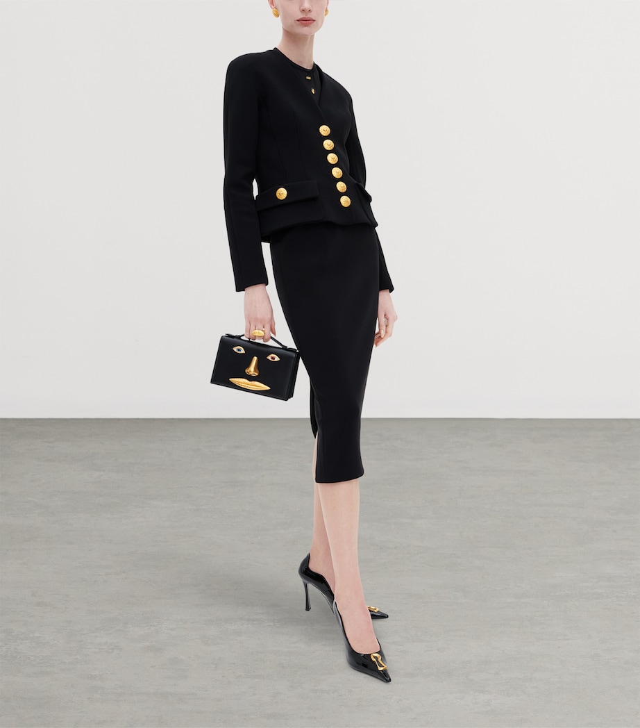 Schiaparelli Womens Virgin Wool-Blend Bijoux Jacket Black Image 2