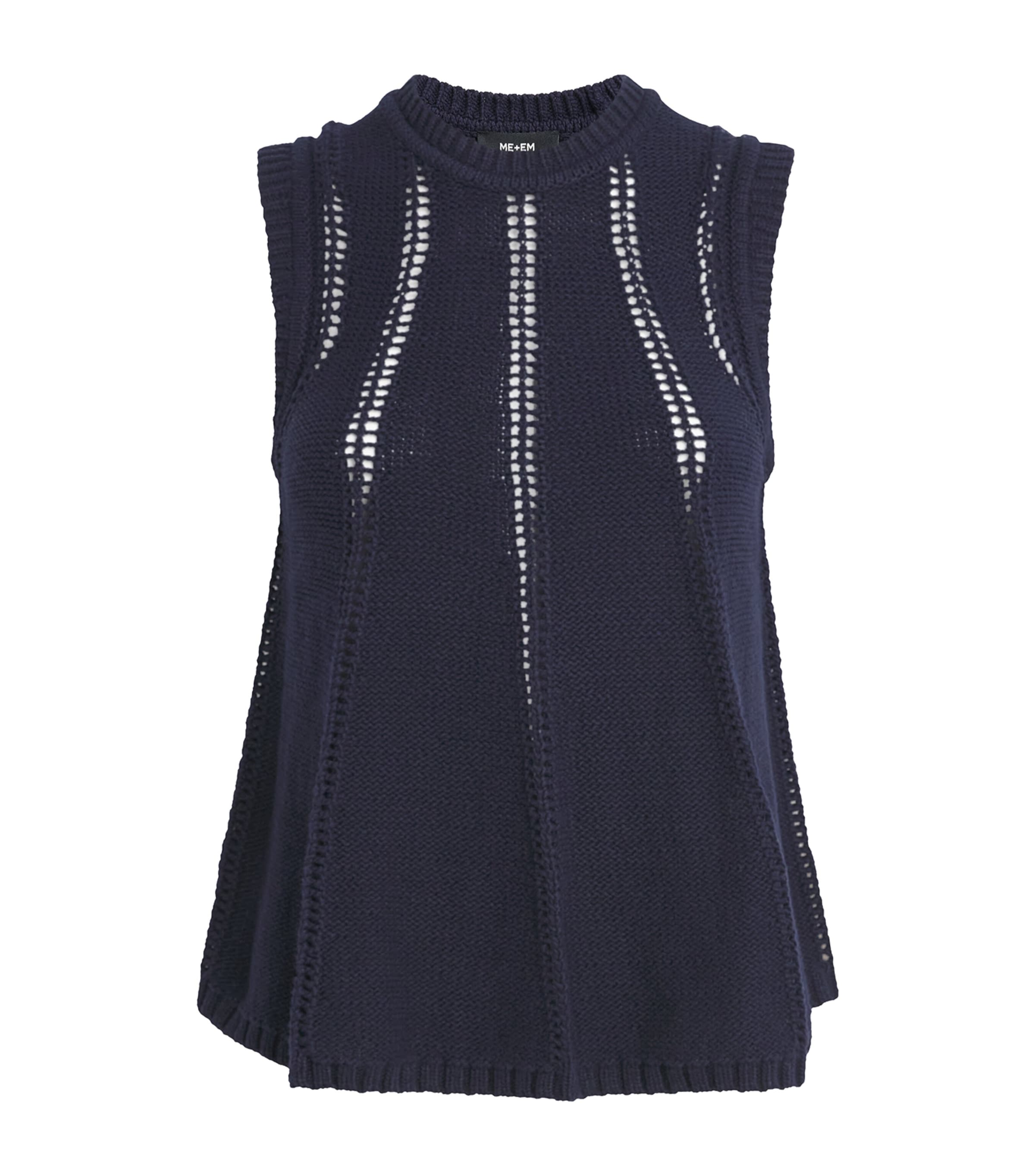 Shop Me+em Cotton Sweater Vest In Navy