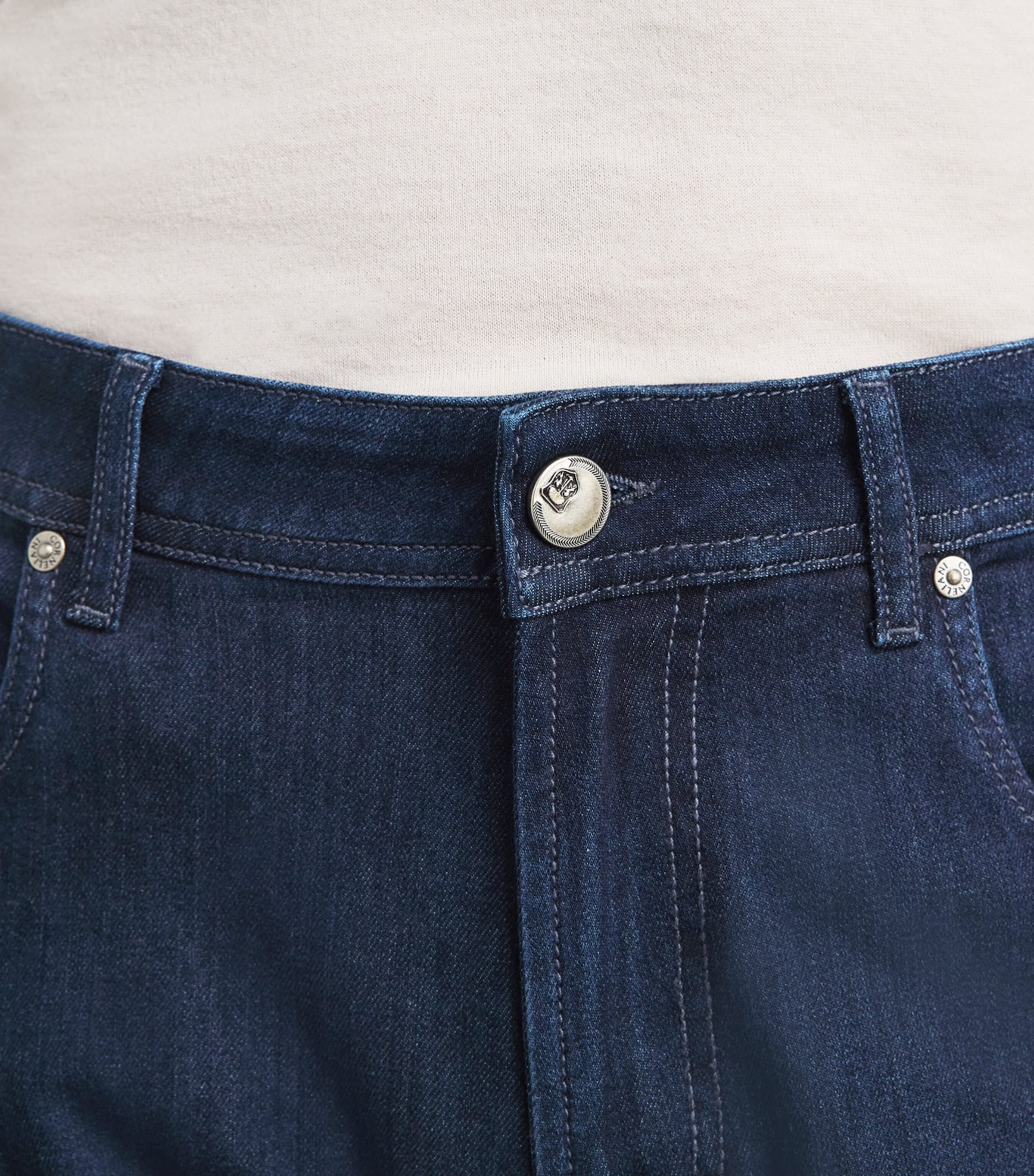 Corneliani Mens Stretch Straight Jeans Navy Blue Image 3