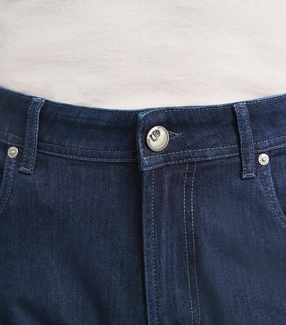 Corneliani Mens Stretch Straight Jeans Navy Blue Image 3