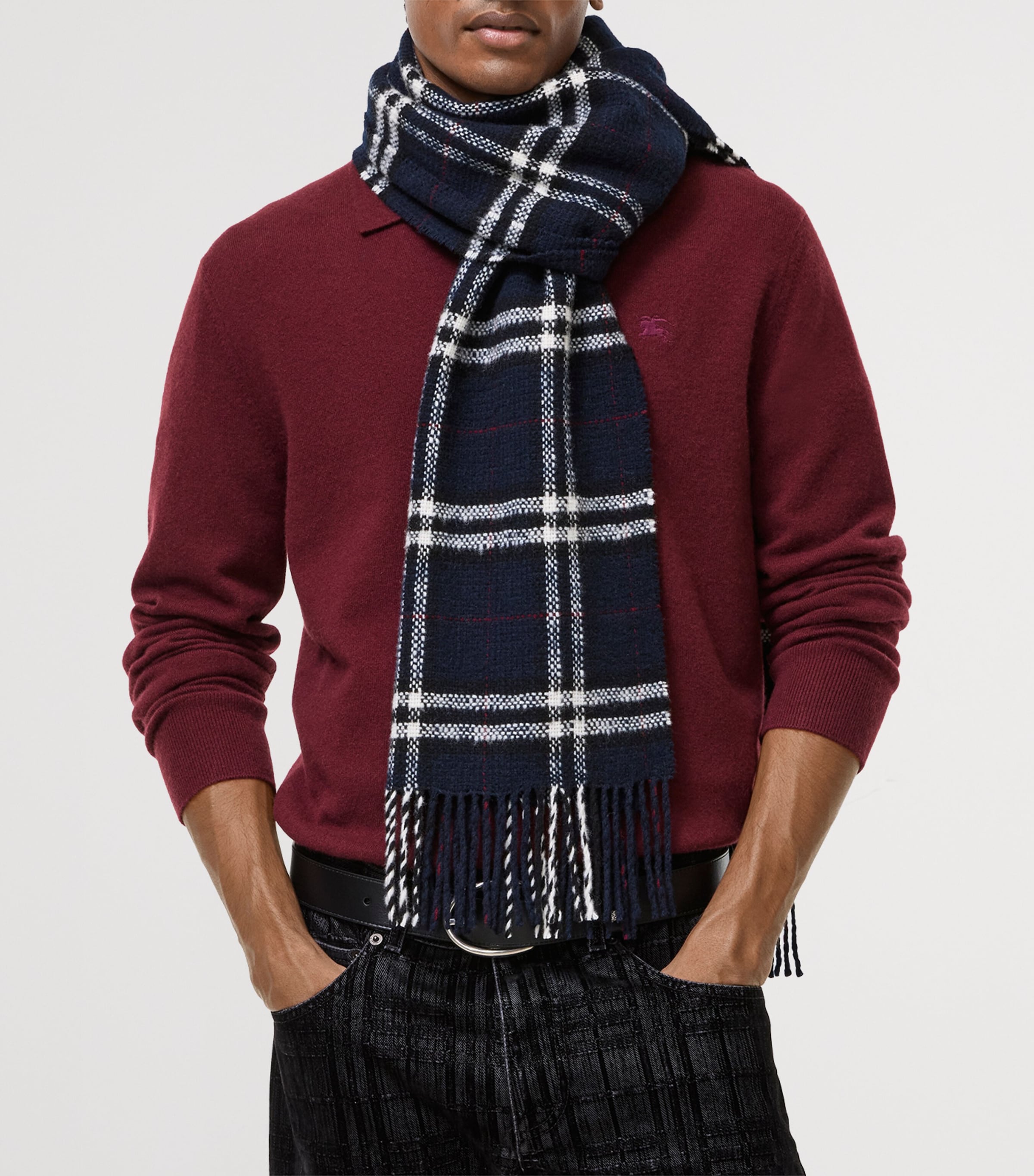 Burberry Wool-Cashmere Check Scarf Ink Image 2