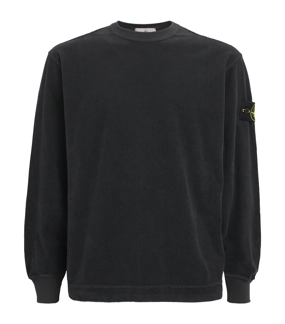 Stone Island Mens Cotton Rib-Knit Compass Sweatshirt Image 1