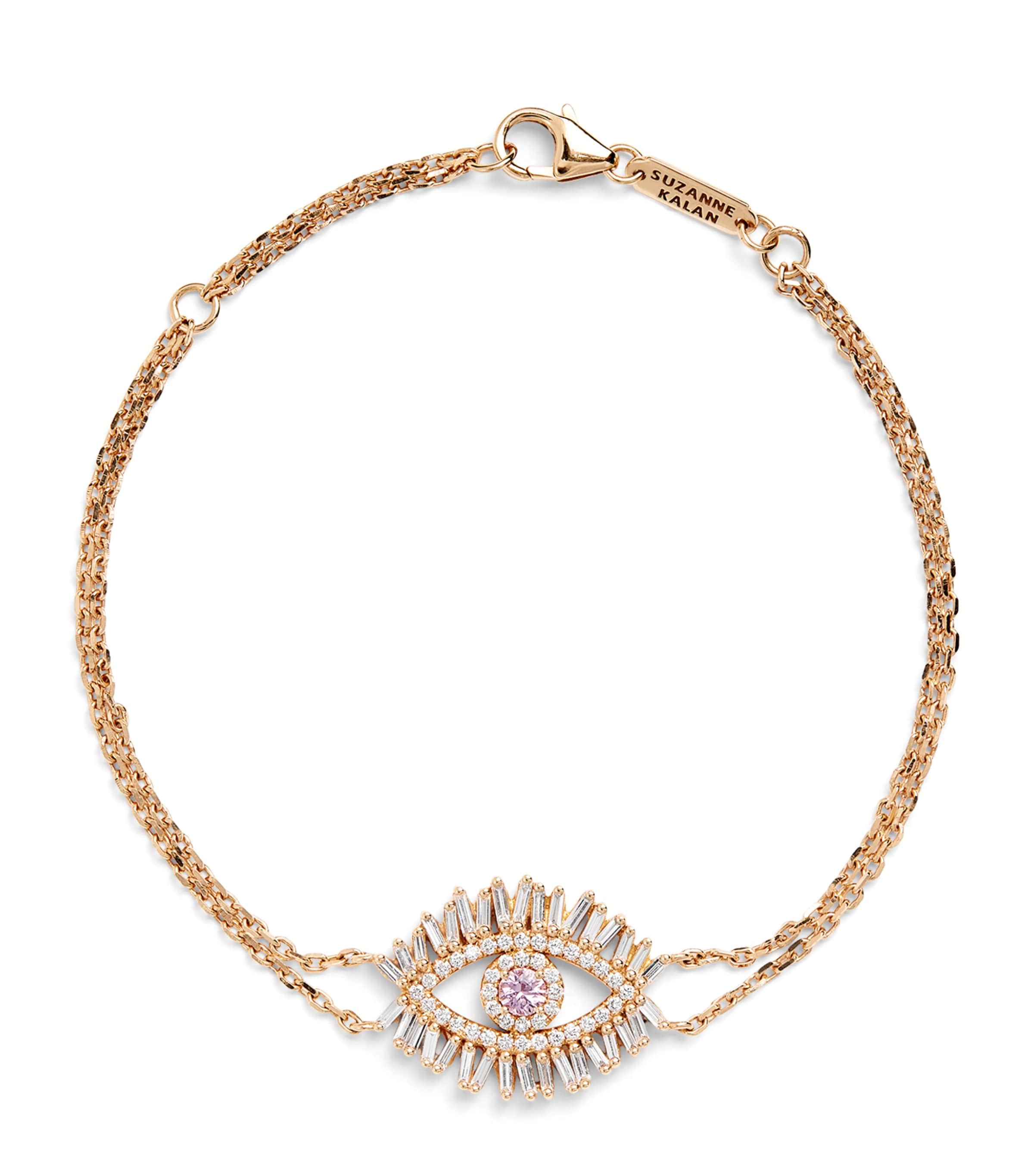 Suzanne Kalan Rose Gold, Diamond and Pink Sapphire Evil Eye Chain Bracelet Rg/p Image 1