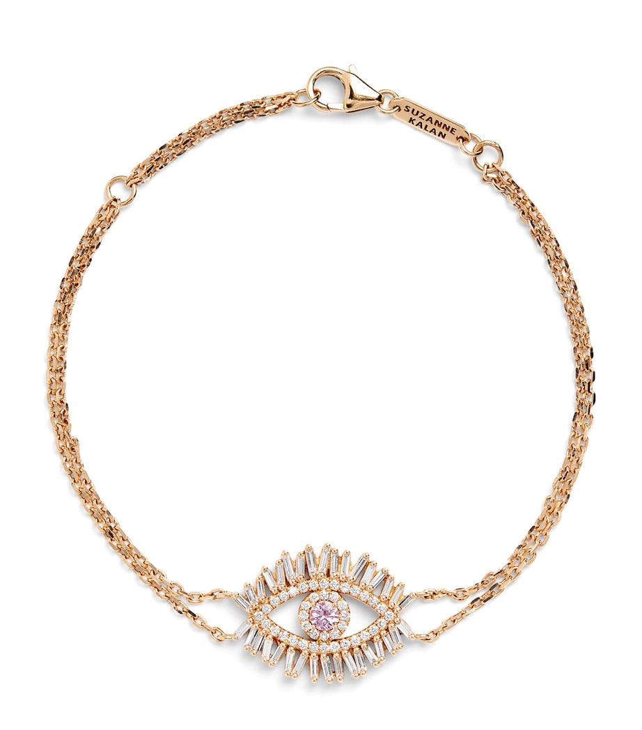 Suzanne Kalan Rose Gold, Diamond and Pink Sapphire Evil Eye Chain Bracelet Rg/p Image 1