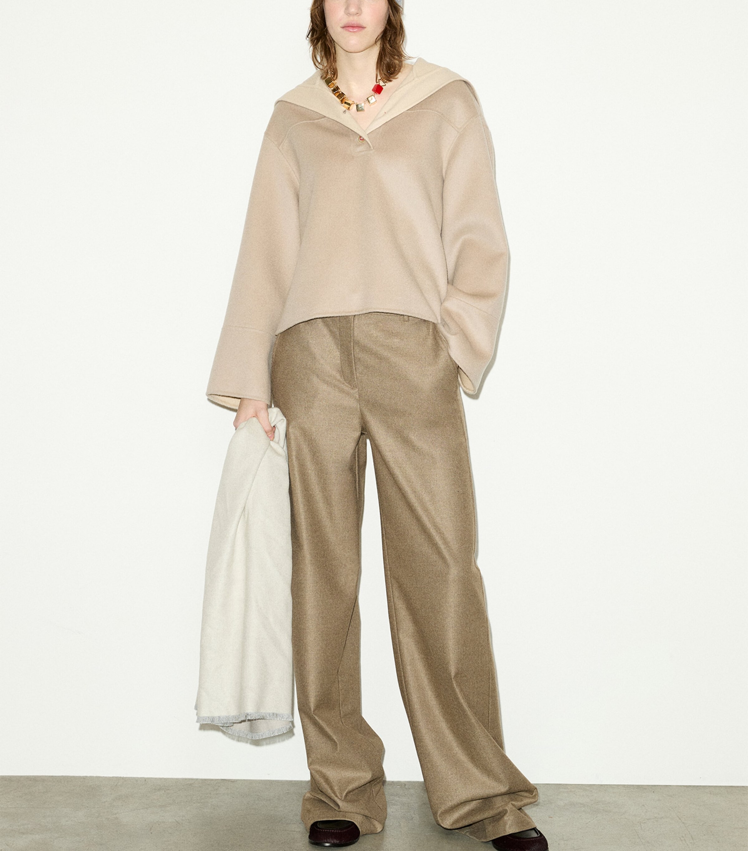 MAX&Co. Reversible Colour Block Scarf Beige Image 2