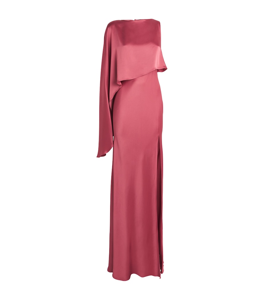 Satin Asymmetric Gown 678 DARK ROSE Image 1