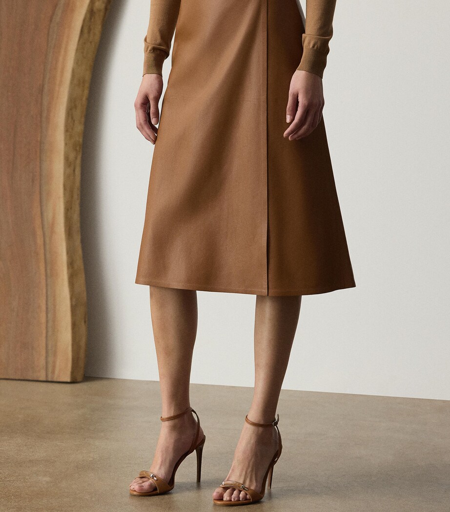 Lambskin A-Line Midi Skirt LIGHT TOFFEE Image 2