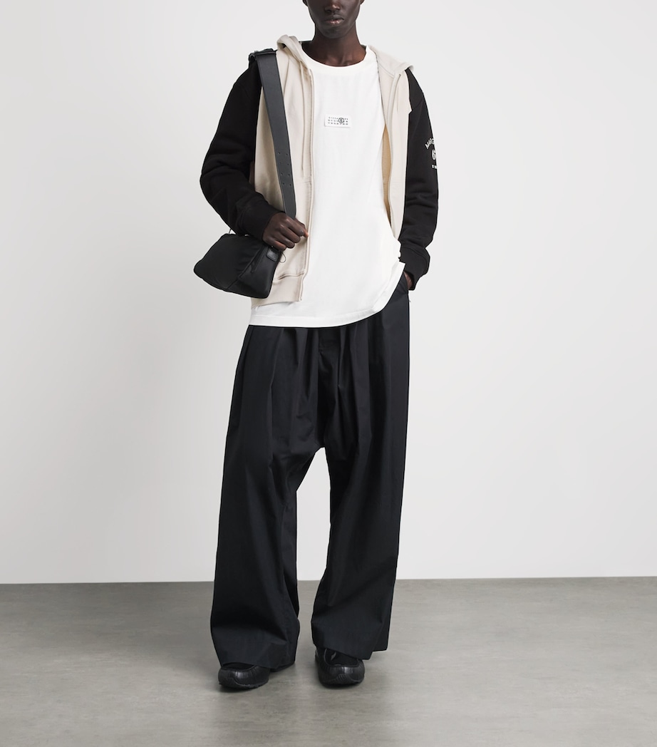 MM6 Maison Margiela Mens Cotton Two-Tone Zip-Up Hoodie Ecru/black Image 2