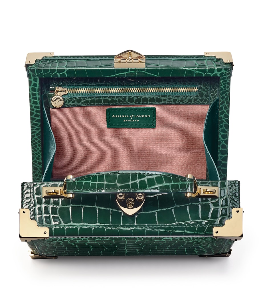 Aspinal Of London Mini Leather Trunk Clutch Bag Green Image 3