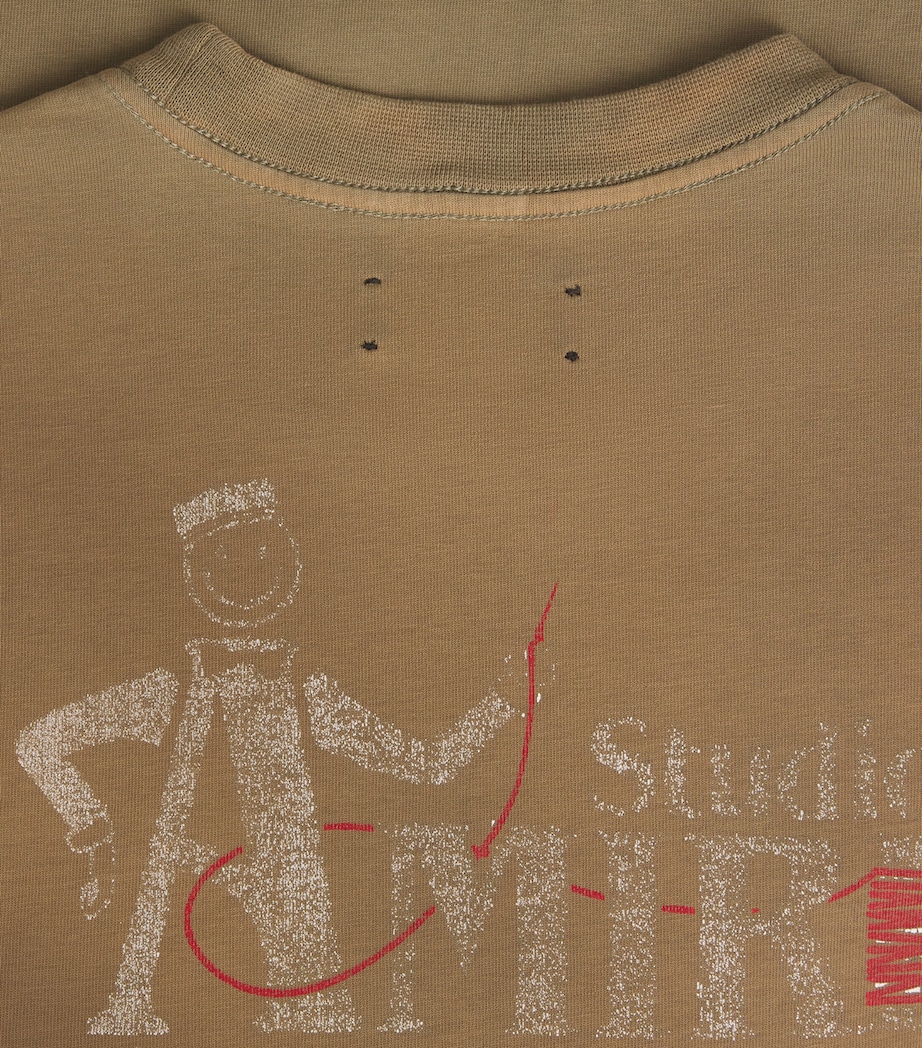 AMIRI Mens Cotton Studio Print T-Shirt Camel Image 6